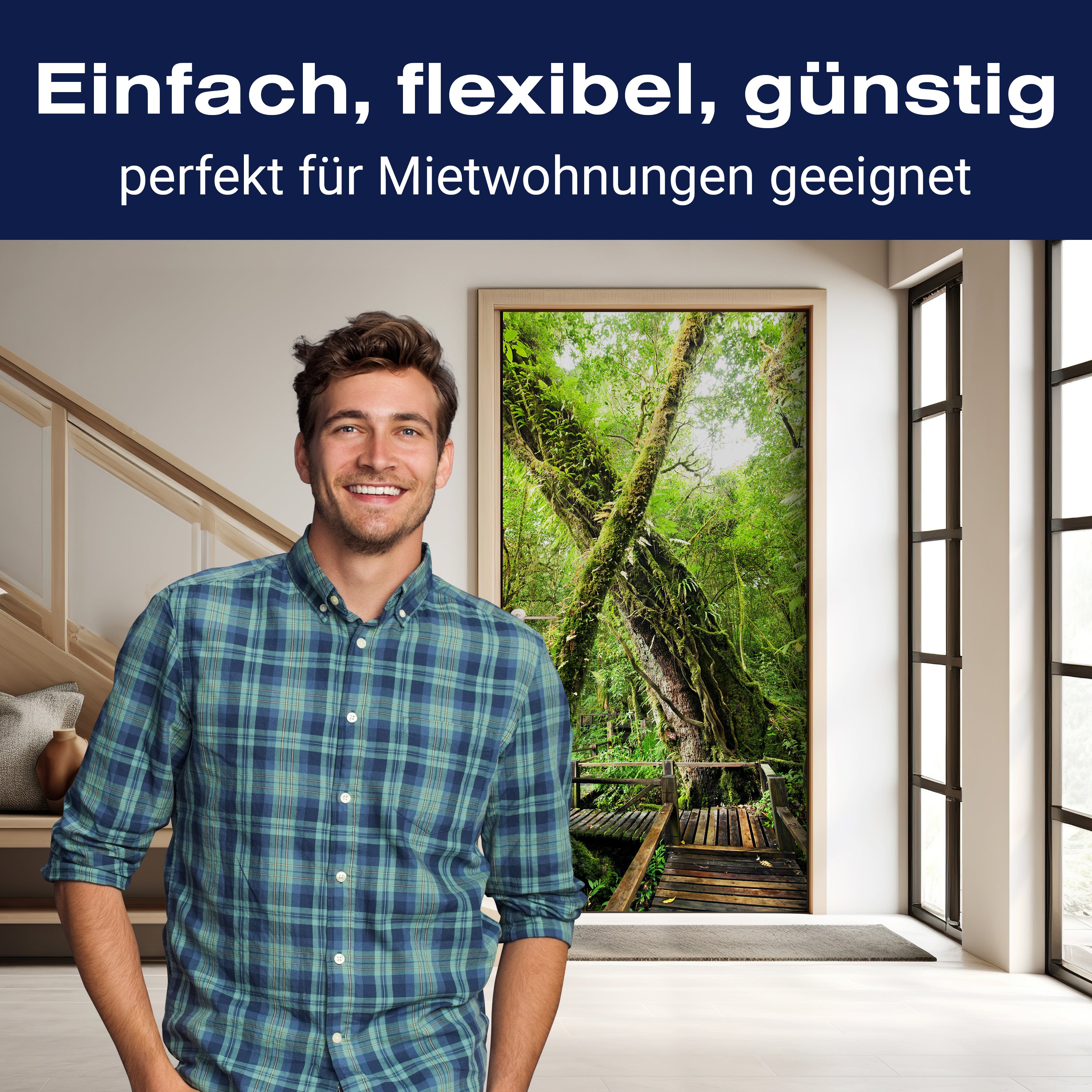 Türtapete Holzweg im Dschungel, Baum, Urwald M1341 - Bild 3 Türtapete Holzweg im Dschungel, Baum, Urwald M1341 - Bild 3