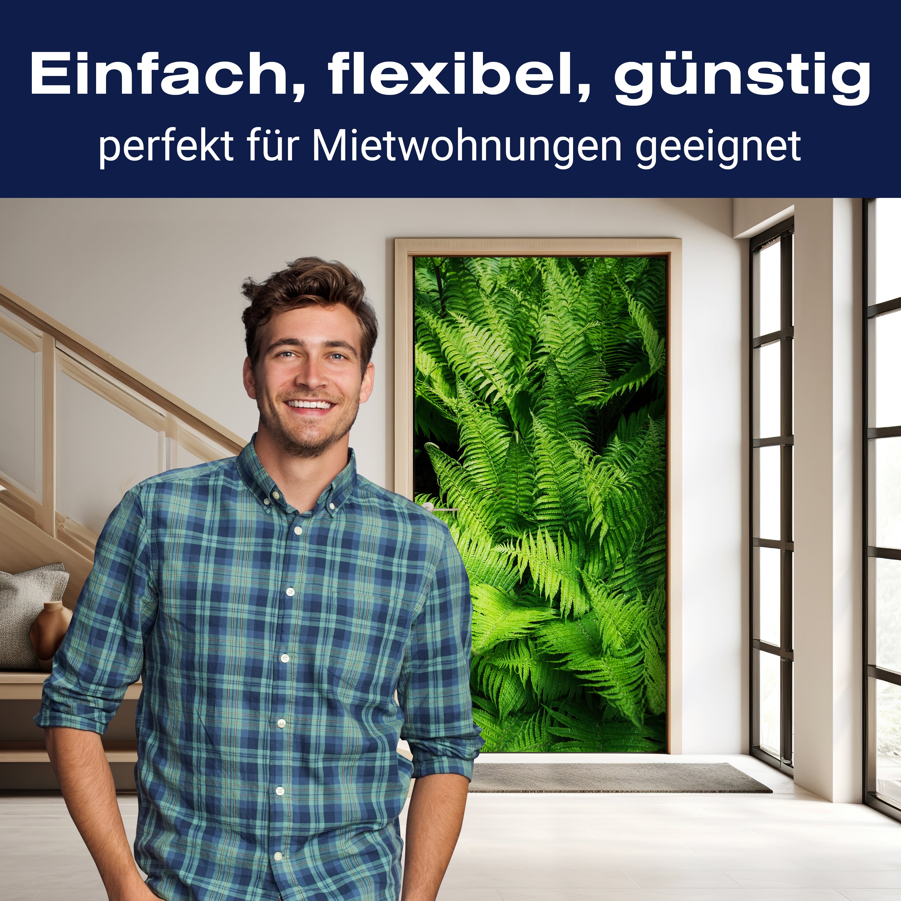 Türtapete Farne, Urwald, Pflanzen, Grün, Dschungel M1346 - Bild 3 Türtapete Farne, Urwald, Pflanzen, Grün, Dschungel M1346 - Bild 3