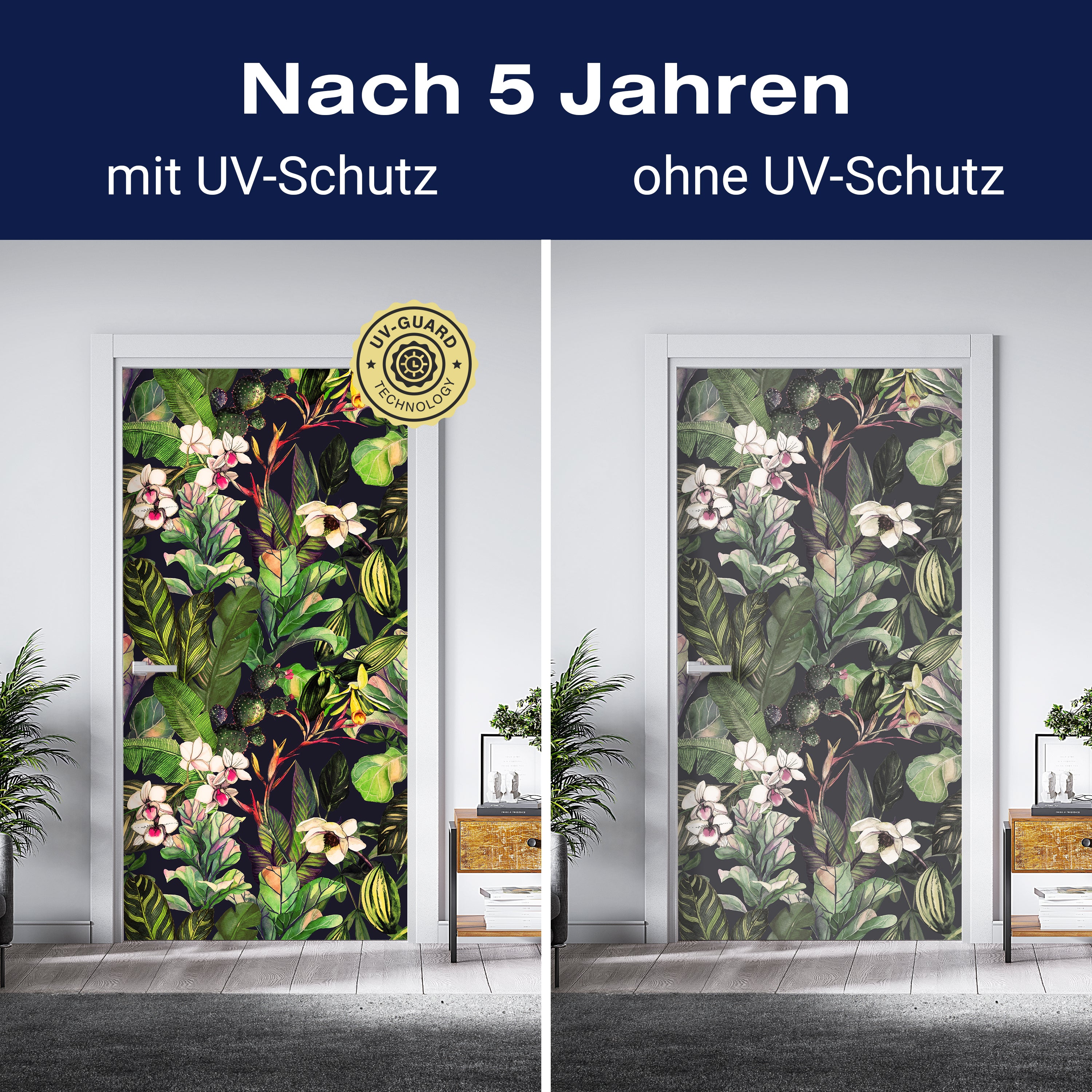 Türtapete Pflanzen Gemälde, Dschungel, Blumen M1347 - Bild 4 Türtapete Pflanzen Gemälde, Dschungel, Blumen M1347 - Bild 4