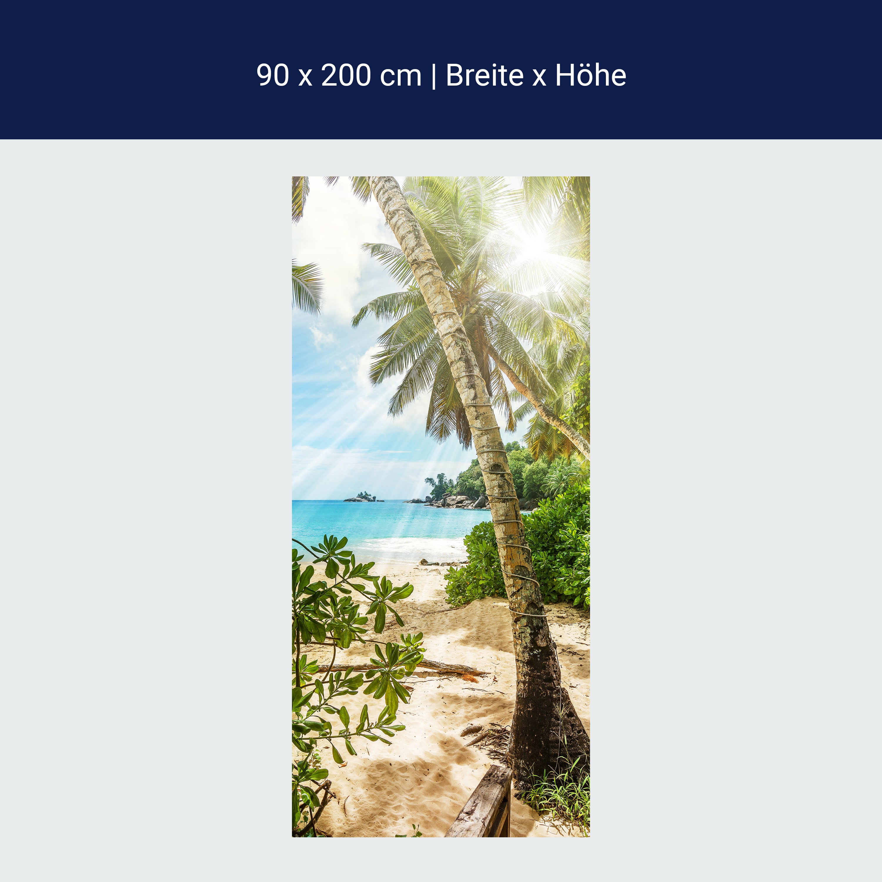 Türtapete Palme am Strand, Meer, Sonne, Insel M1349 Türtapete Palme am Strand, Meer, Sonne, Insel M1349
