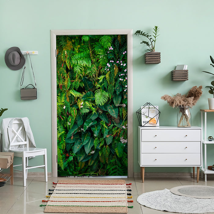 Türtapete Wand aus Blättern, Urwald, Natur, Grün M1352 - Bild 1 Türtapete Wand aus Blättern, Urwald, Natur, Grün M1352 - Bild 1