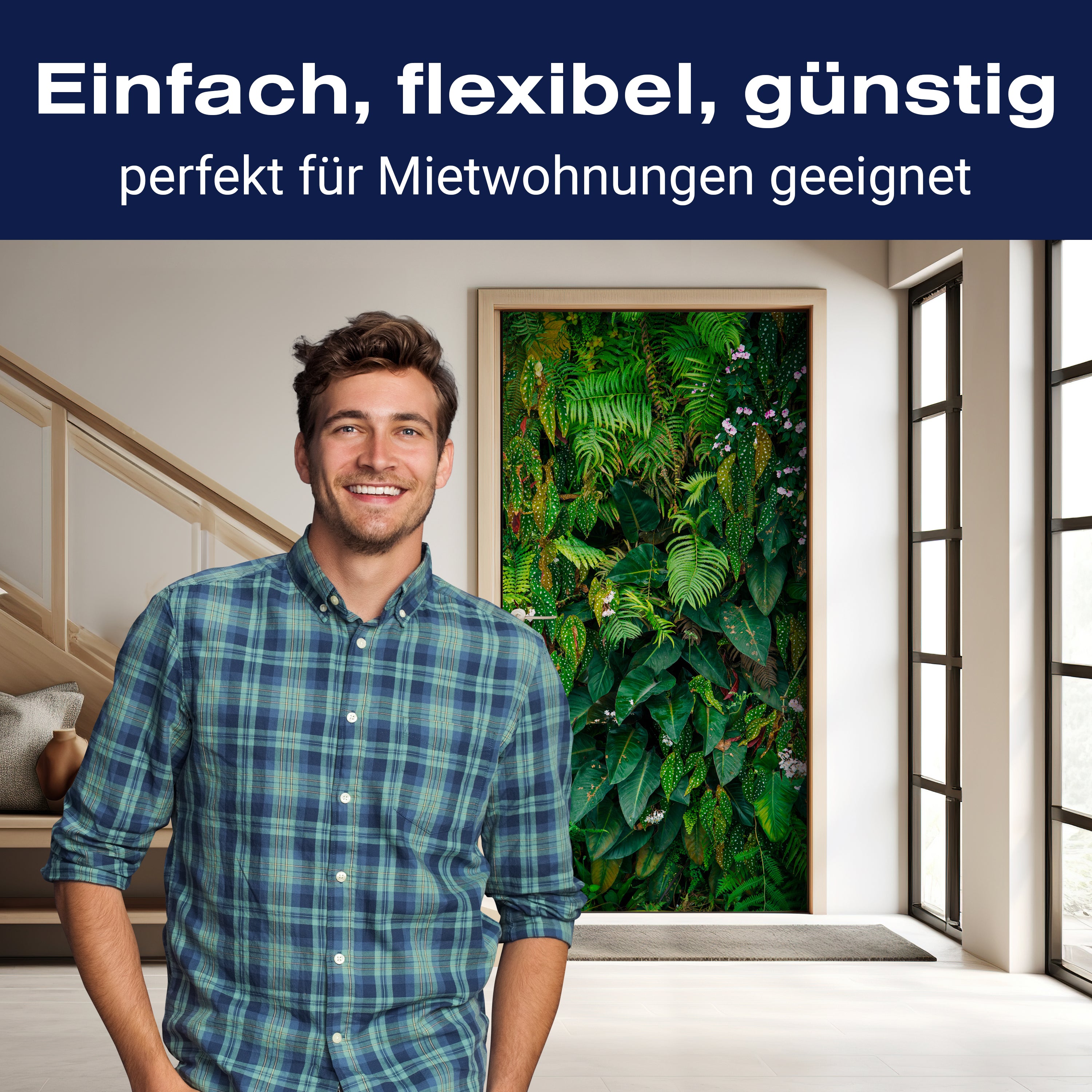 Türtapete Wand aus Blättern, Urwald, Natur, Grün M1352 - Bild 3 Türtapete Wand aus Blättern, Urwald, Natur, Grün M1352 - Bild 3