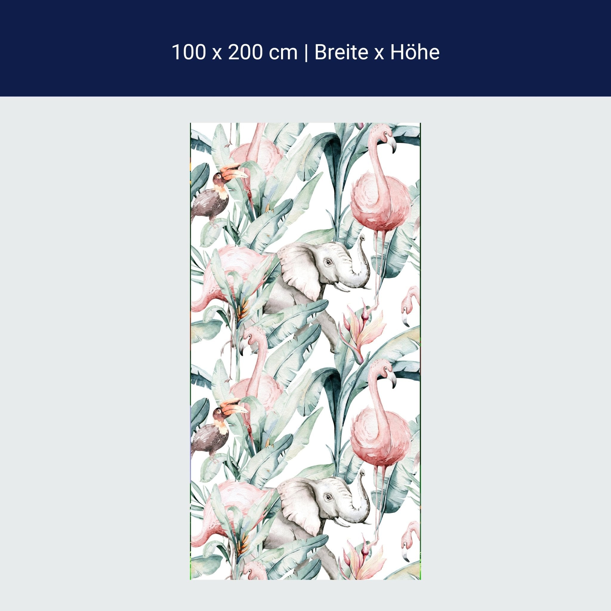 Türtapete Muster Elefanten & Flamingos, Tropisch M1356 Türtapete Muster Elefanten & Flamingos, Tropisch M1356