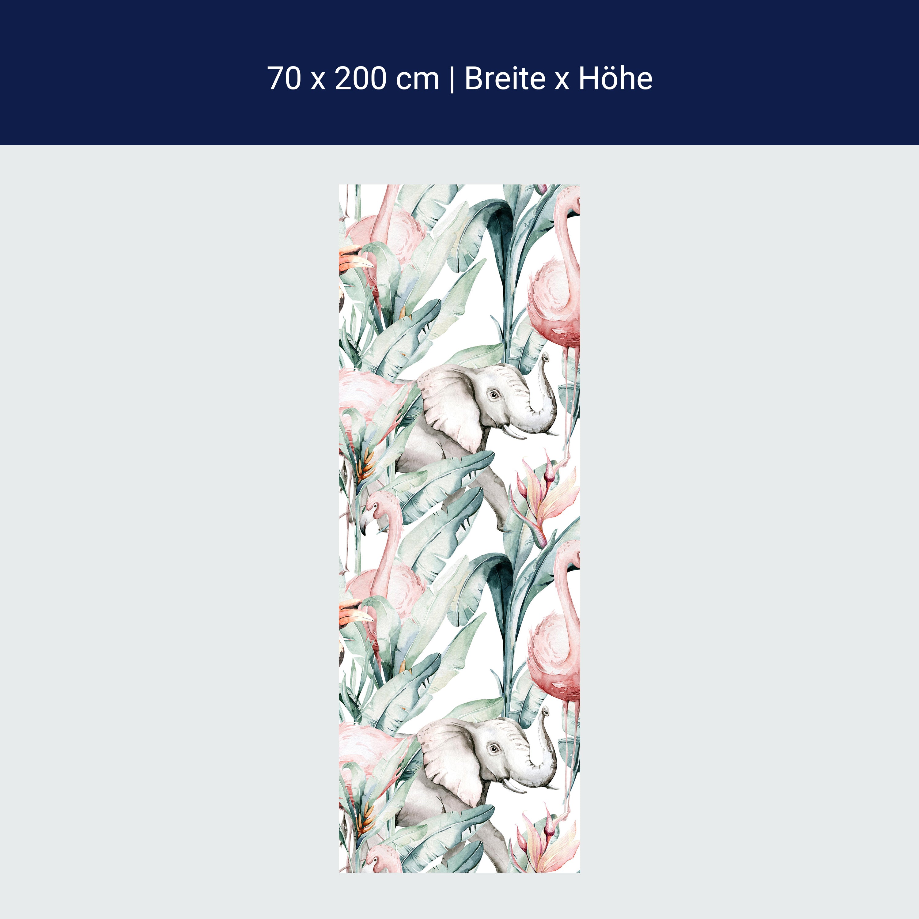Türtapete Muster Elefanten & Flamingos, Tropisch M1356 Türtapete Muster Elefanten & Flamingos, Tropisch M1356