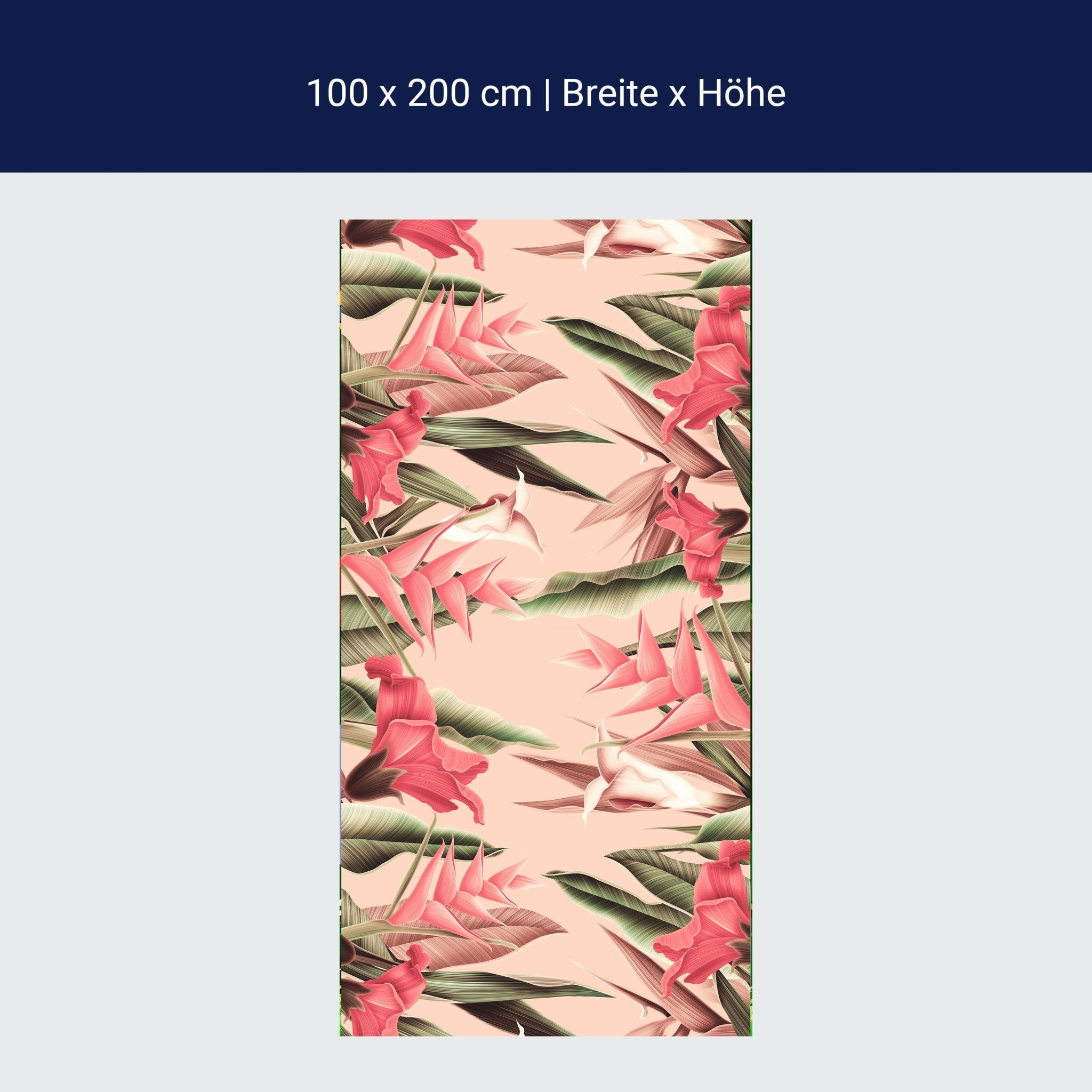 Türtapete Pflanzen Muster, Blumen, Blätter, Rosa M1358 Türtapete Pflanzen Muster, Blumen, Blätter, Rosa M1358