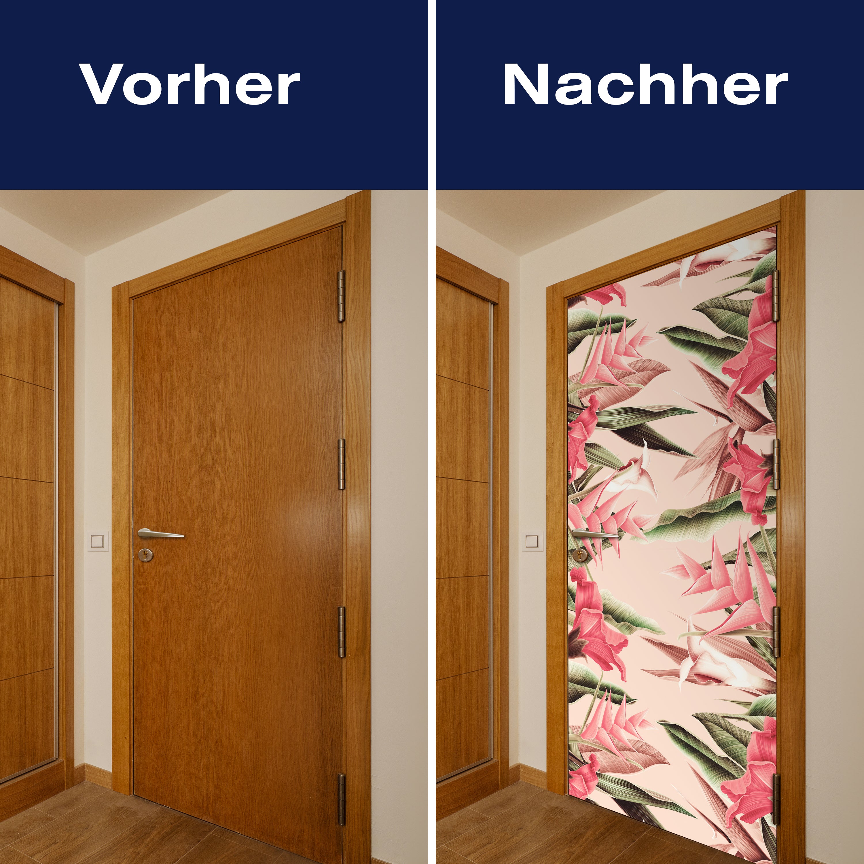 Türtapete Pflanzen Muster, Blumen, Blätter, Rosa M1358 - Bild 10 Türtapete Pflanzen Muster, Blumen, Blätter, Rosa M1358 - Bild 10