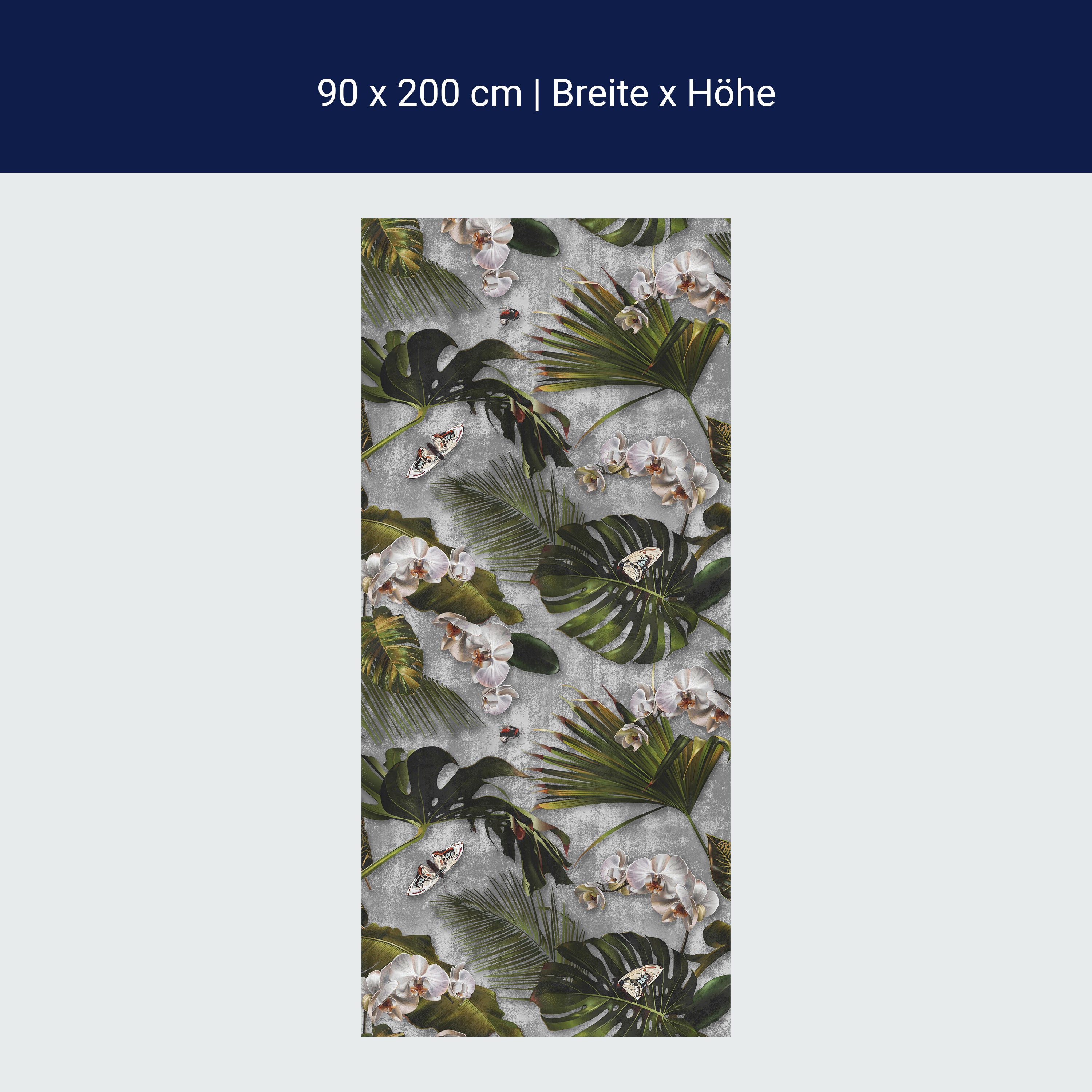 Türtapete Palmen Blätter, Blumen, Grunge Beton M1359 Türtapete Palmen Blätter, Blumen, Grunge Beton M1359