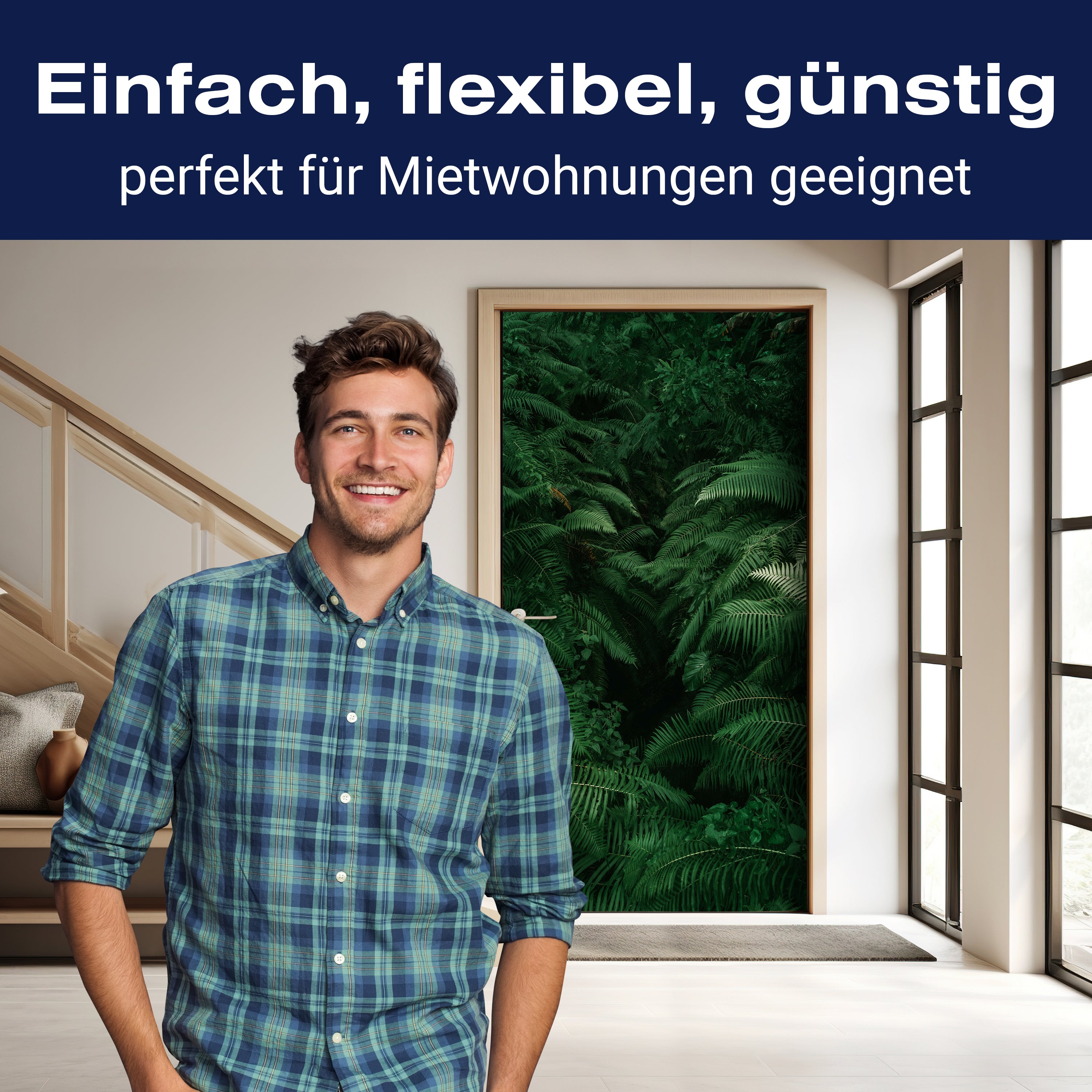 Türtapete Farne, Pflanzen, Urwald, Dschungel, Grün M1361 - Bild 3 Türtapete Farne, Pflanzen, Urwald, Dschungel, Grün M1361 - Bild 3