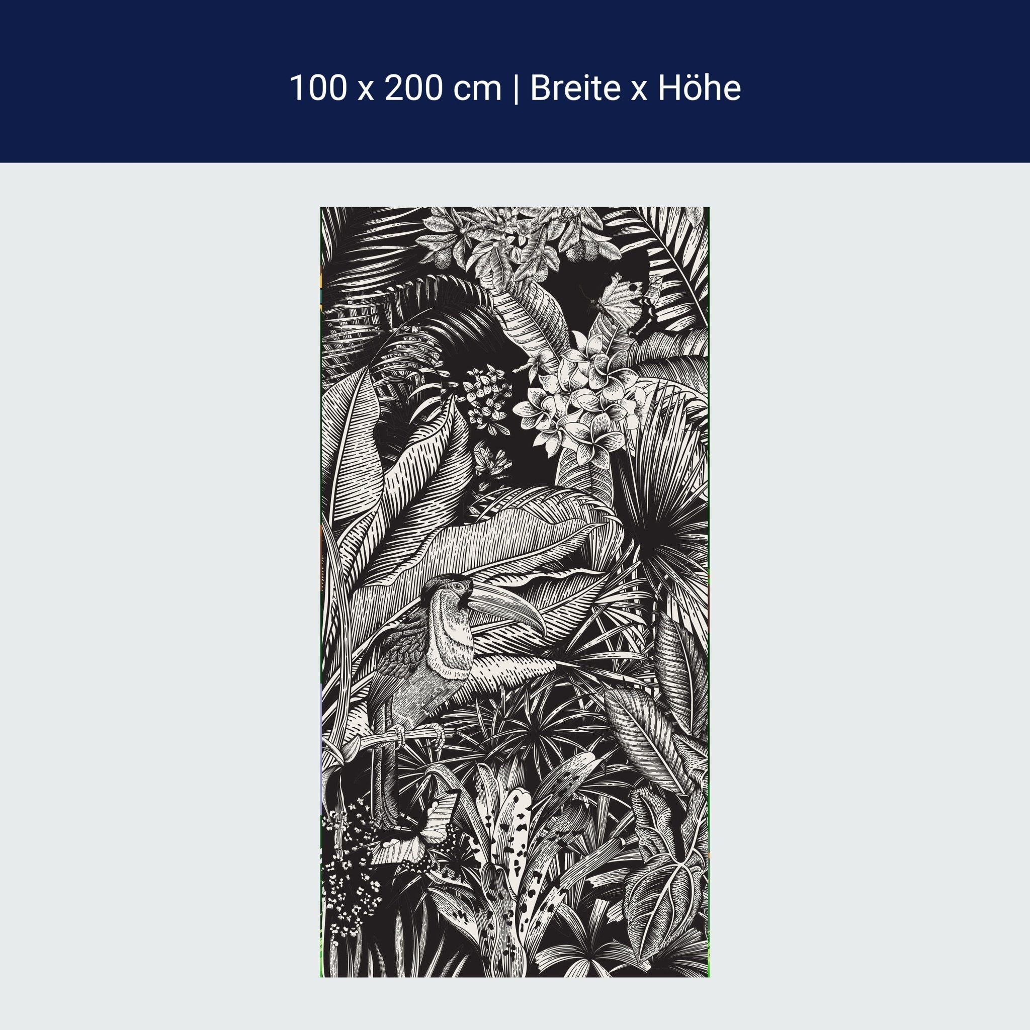 Türtapete Zeichnung Leben im Dschungel, Pflanzen M1362 Türtapete Zeichnung Leben im Dschungel, Pflanzen M1362