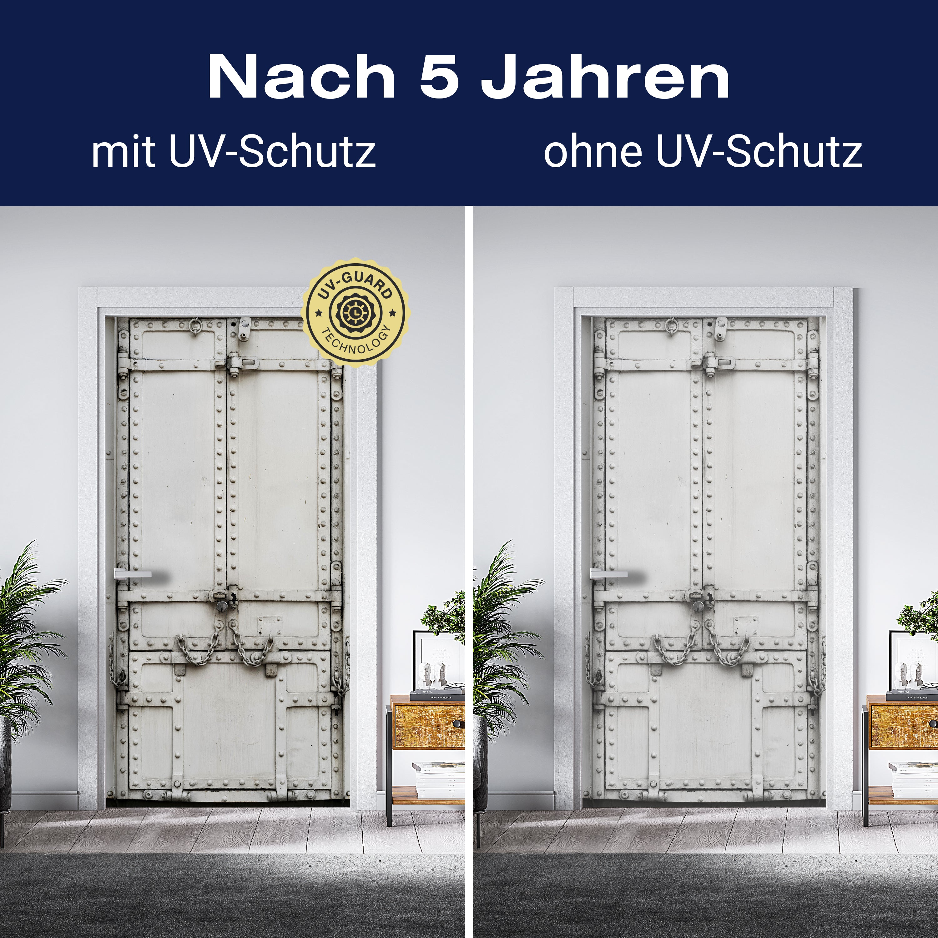 Türtapete verschlossene Stahltür, Ketten, Schloss M1368 - Bild 4 Türtapete verschlossene Stahltür, Ketten, Schloss M1368 - Bild 4