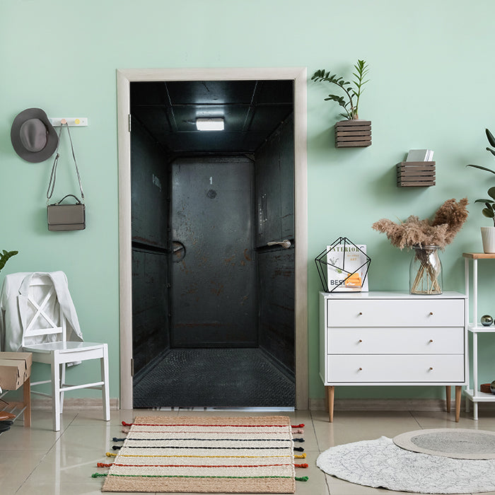 Türtapete rostige Stahltür, Lampe, Metall, Pforte M1370 - Bild 1 Türtapete rostige Stahltür, Lampe, Metall, Pforte M1370 - Bild 1