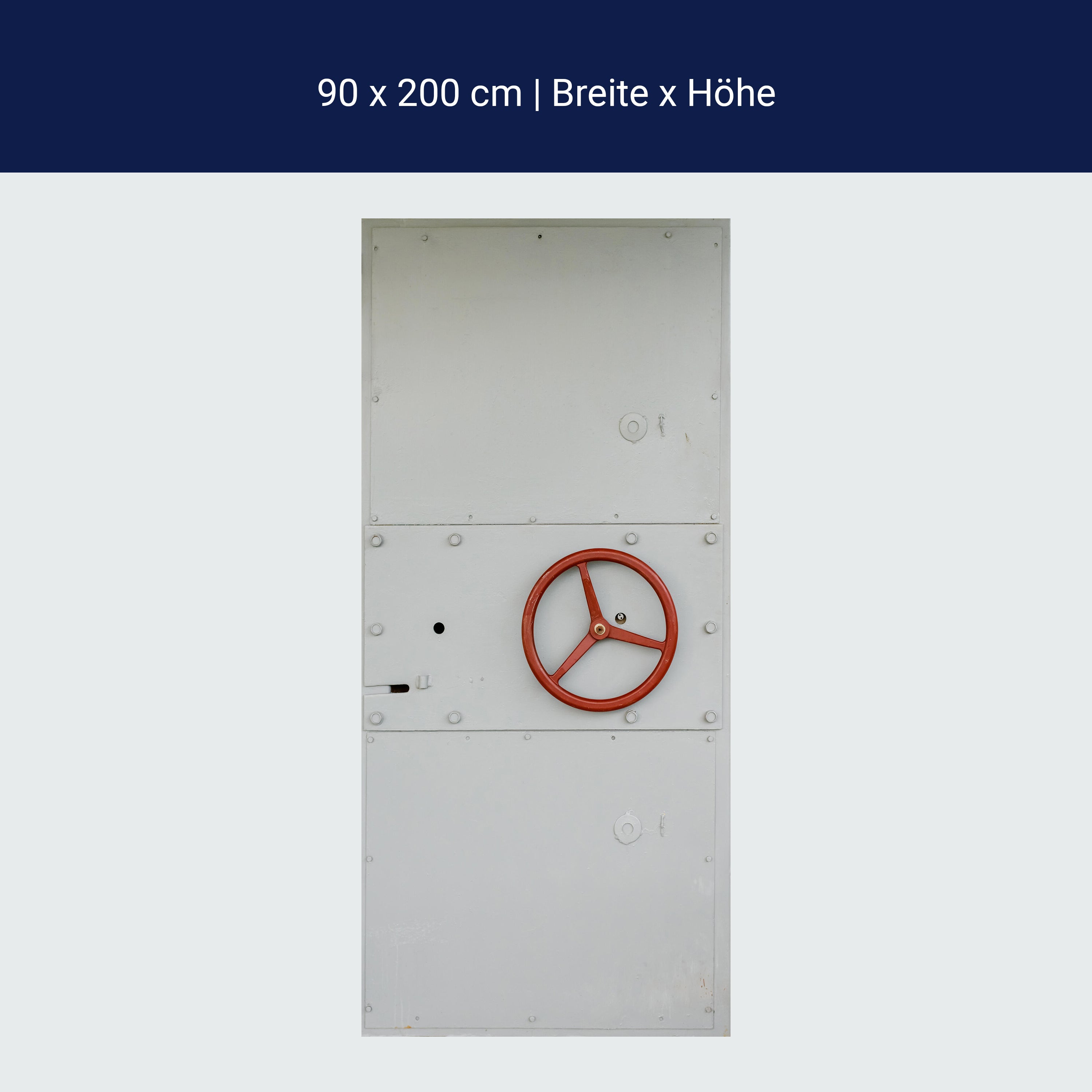 Türtapete Weiße Metalltür, rotes Rad, Tür M1372 Türtapete Weiße Metalltür, rotes Rad, Tür M1372