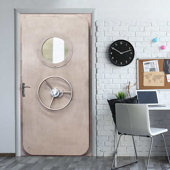 Türtapete Metalltür mit Bullauge, Rad, Schiff M1373 - Bild 1 Türtapete Metalltür mit Bullauge, Rad, Schiff M1373 - Bild 1