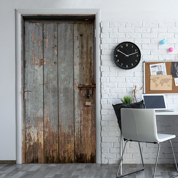 Türtapete alte Holztür mit Schloss, Grau, Farbe M1375 - Bild 1 Türtapete alte Holztür mit Schloss, Grau, Farbe M1375 - Bild 1