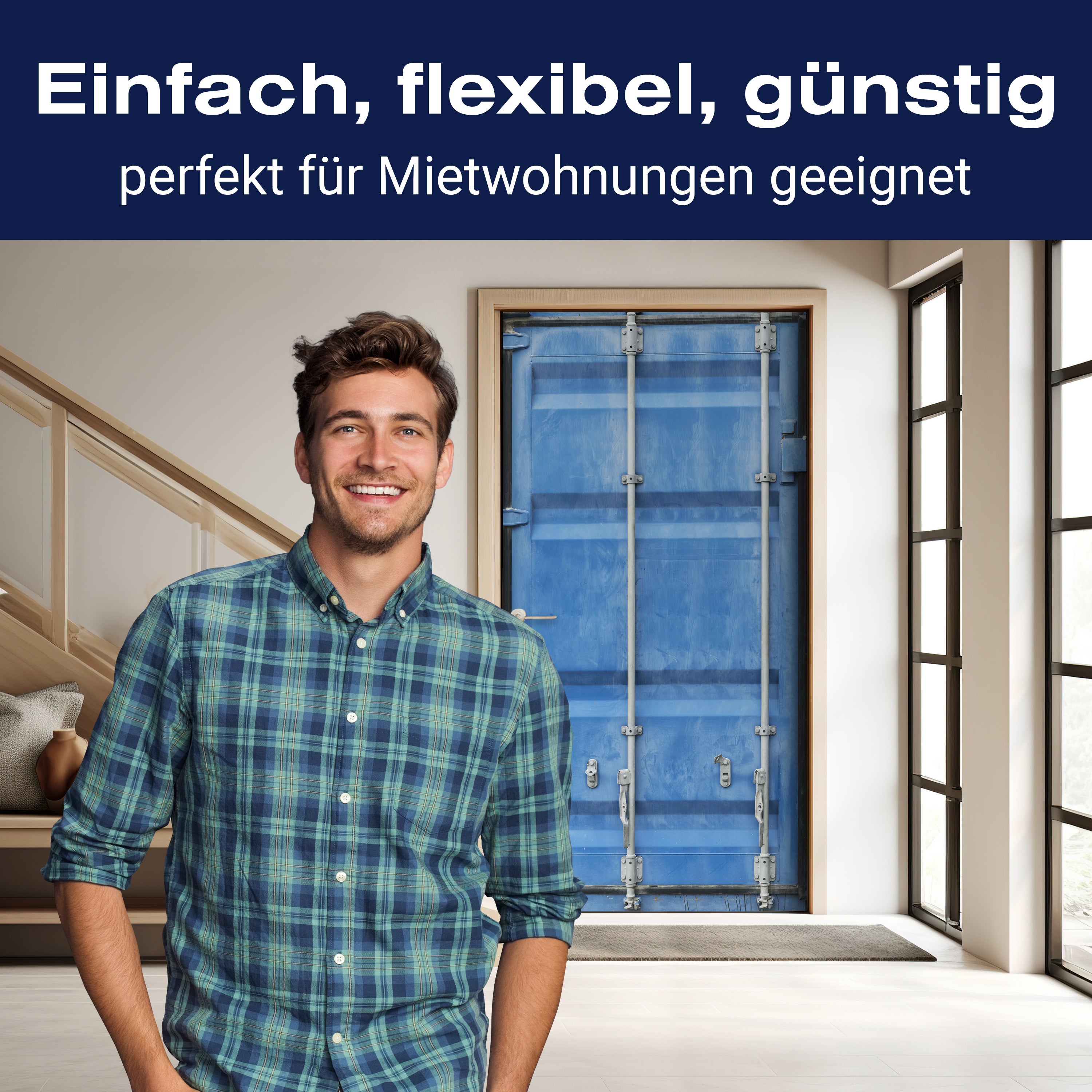 Türtapete Blaue Container Tür, Metall, Übersee M1377 - Bild 3 Türtapete Blaue Container Tür, Metall, Übersee M1377 - Bild 3