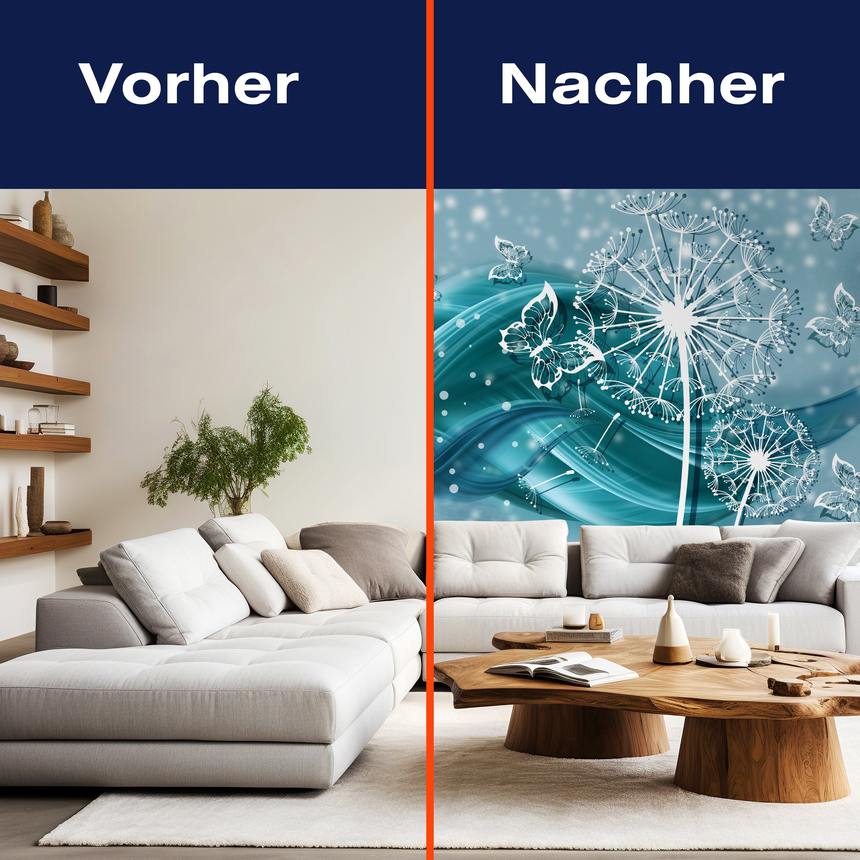 Fototapete Pusteblume Ornament türkis M1378 - Bild 9 Fototapete Pusteblume Ornament türkis M1378 - Bild 9