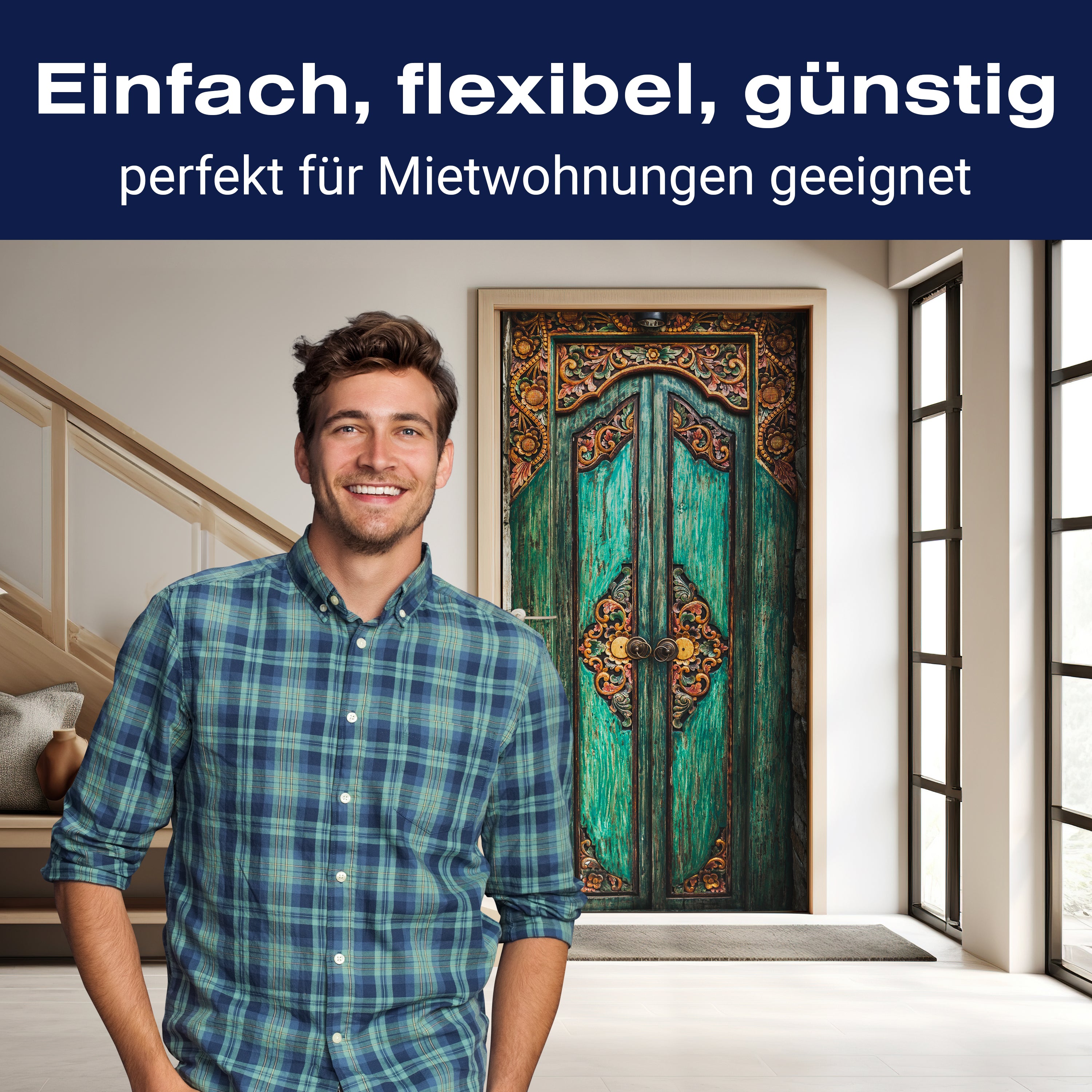 Türtapete dekorierte Holztür, Grün, Tür, Deko M1378 - Bild 3 Türtapete dekorierte Holztür, Grün, Tür, Deko M1378 - Bild 3