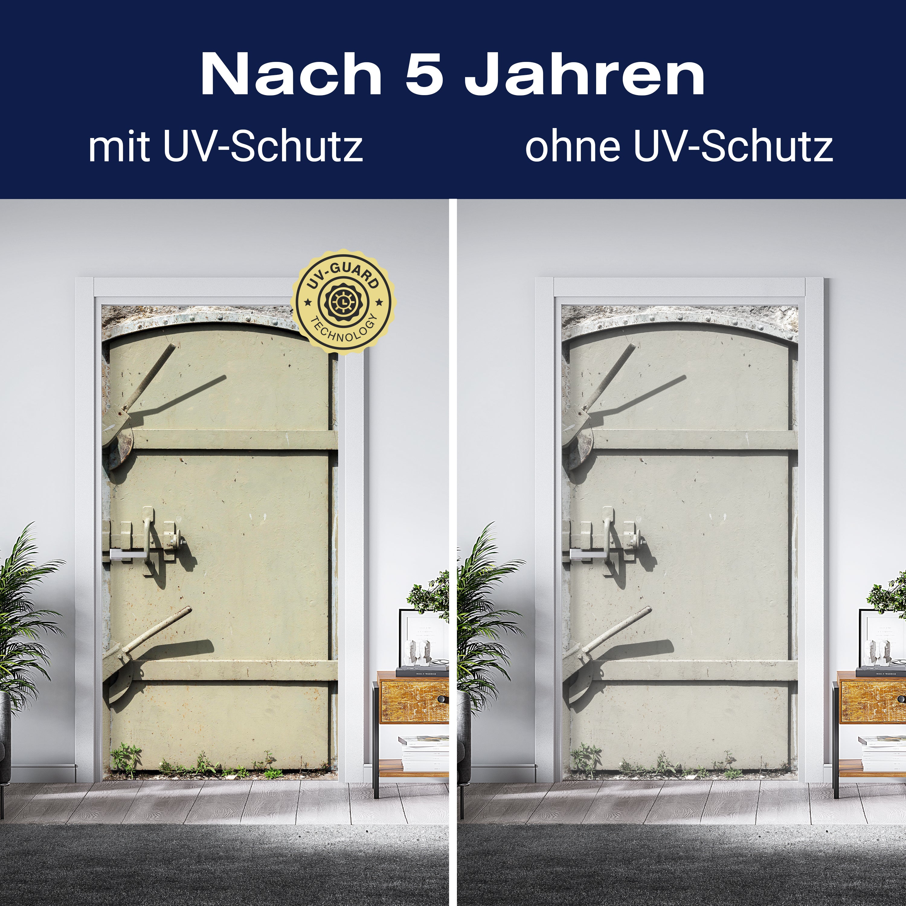 Türtapete verriegelte Metalltür, Beige, Stein M1379 - Bild 4 Türtapete verriegelte Metalltür, Beige, Stein M1379 - Bild 4