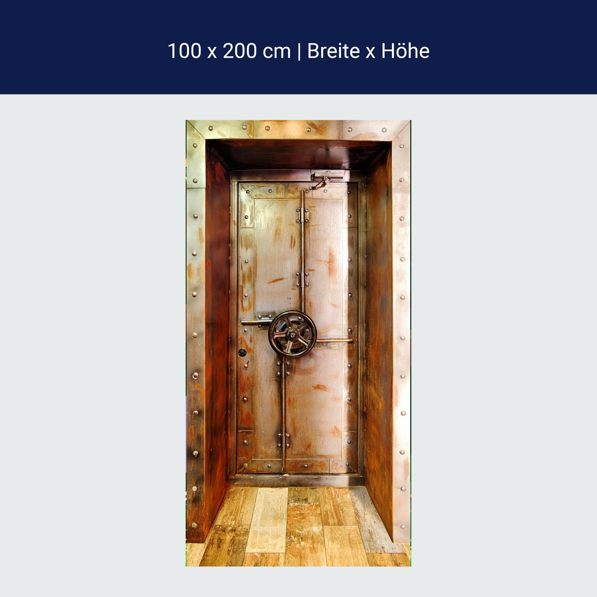 Türtapete rostige Metall Tür mit Dreh Rad, Tresor M1383 Türtapete rostige Metall Tür mit Dreh Rad, Tresor M1383