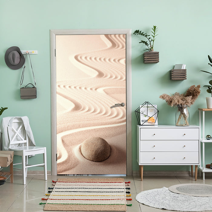 Türtapete Stein im Sand, Muster, Spur, Wellness M1386 - Bild 1 Türtapete Stein im Sand, Muster, Spur, Wellness M1386 - Bild 1