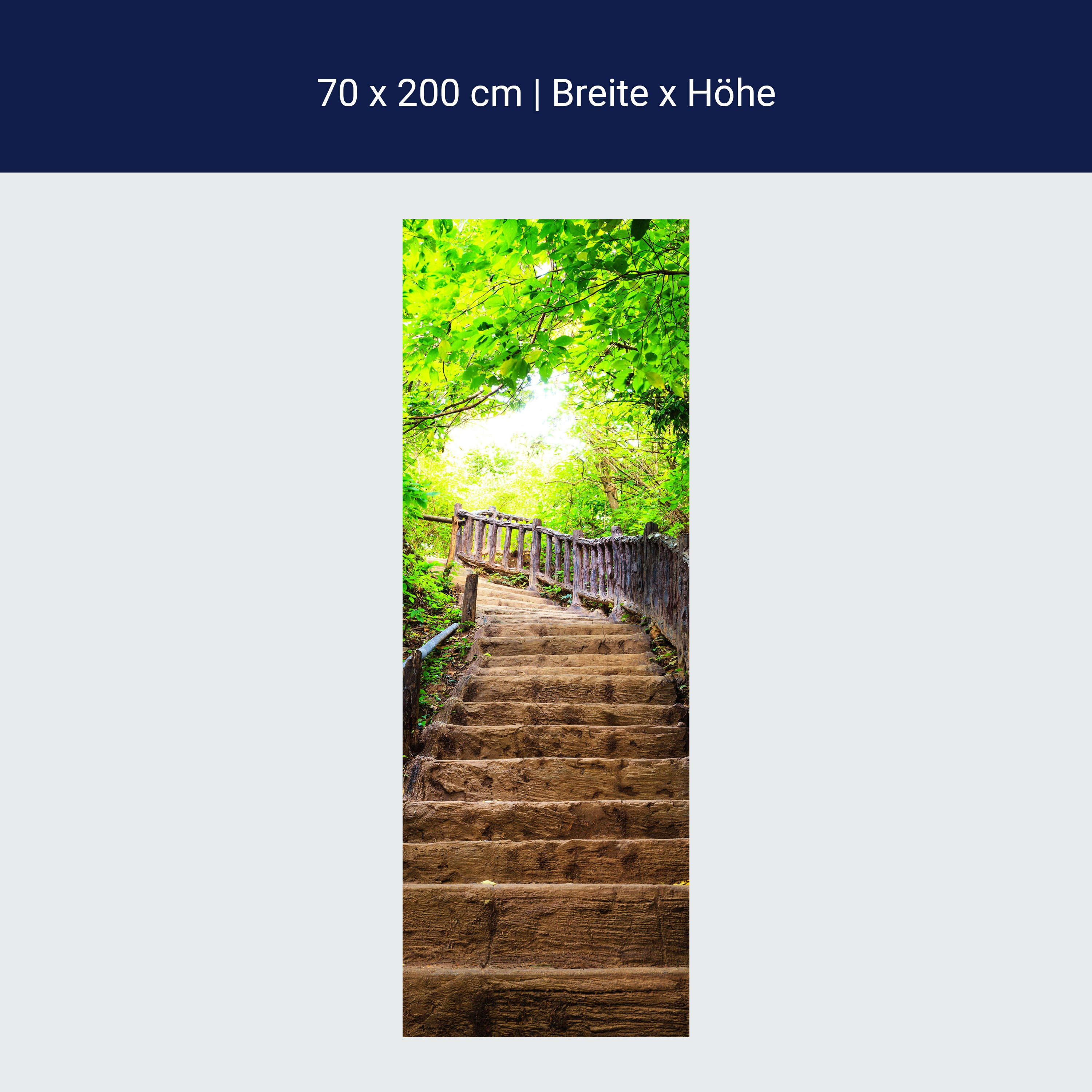 Türtapete Treppe im Wald, Steintreppe, Holz, Bäume M1387 Türtapete Treppe im Wald, Steintreppe, Holz, Bäume M1387