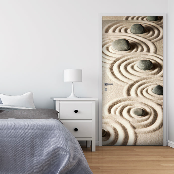 Türtapete Steine im Sand, Muster, Ringe, Formen M1388 - Bild 1 Türtapete Steine im Sand, Muster, Ringe, Formen M1388 - Bild 1