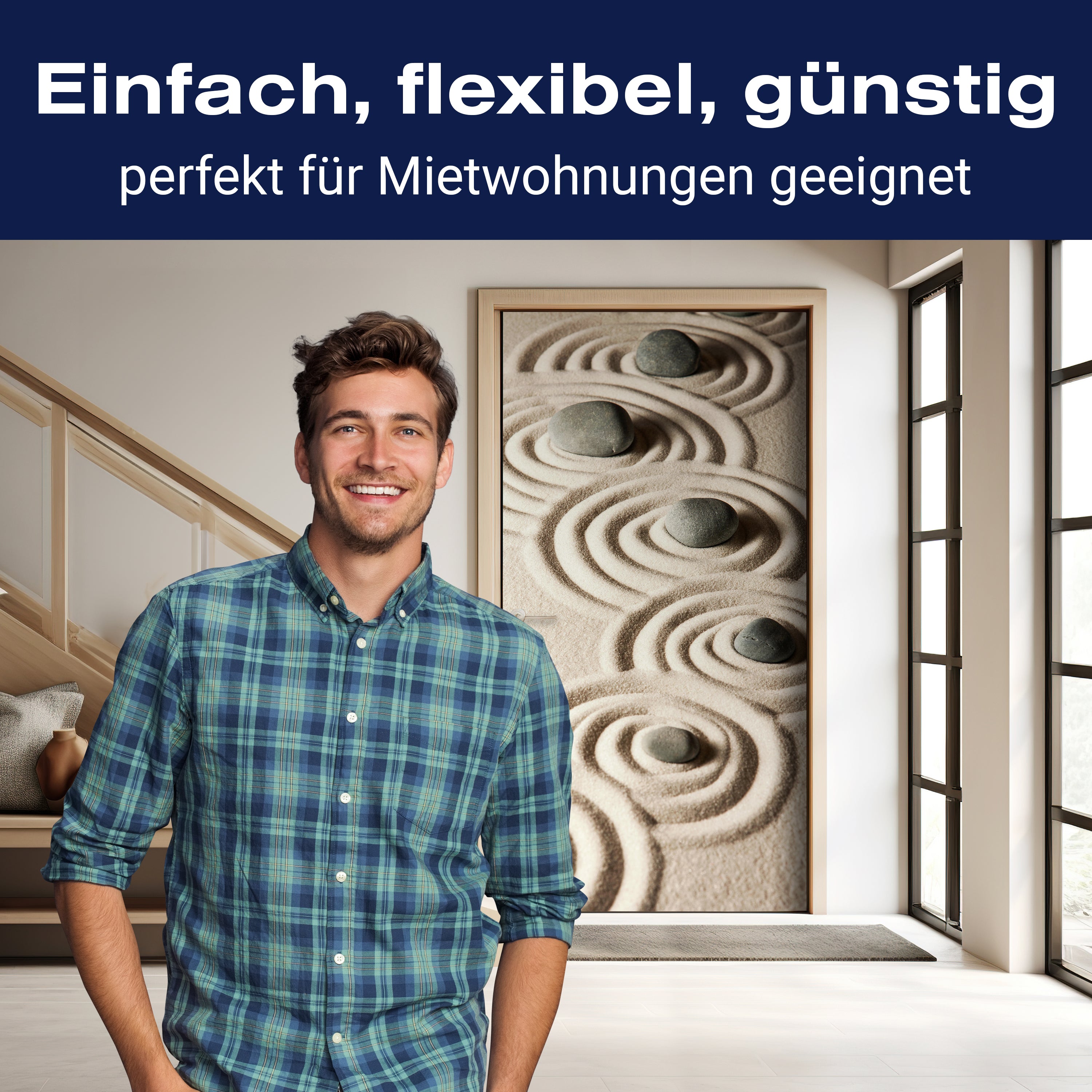 Türtapete Steine im Sand, Muster, Ringe, Formen M1388 - Bild 3 Türtapete Steine im Sand, Muster, Ringe, Formen M1388 - Bild 3