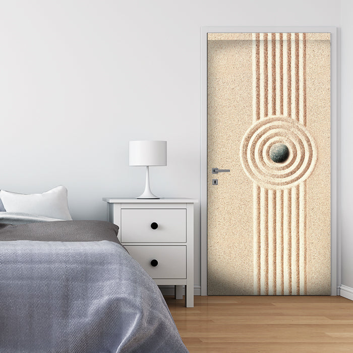 Türtapete Stein im Sand, Formen, Ringe, Linien M1391 - Bild 1 Türtapete Stein im Sand, Formen, Ringe, Linien M1391 - Bild 1