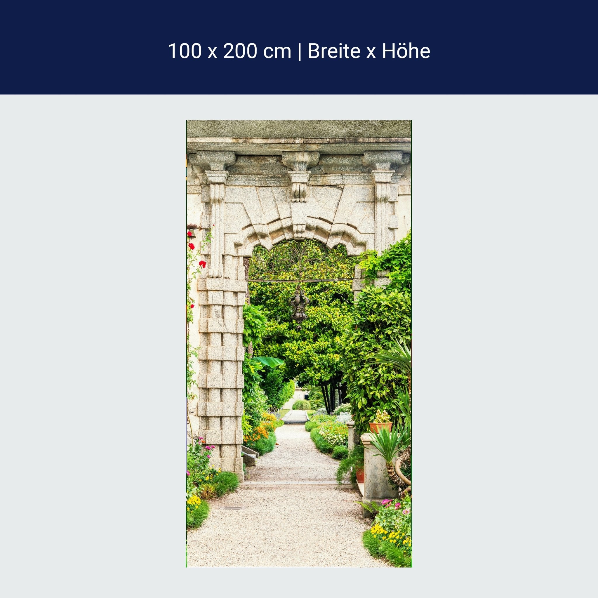 Türtapete Steintor im Garten, Pflanzen, Bäume M1396 Türtapete Steintor im Garten, Pflanzen, Bäume M1396