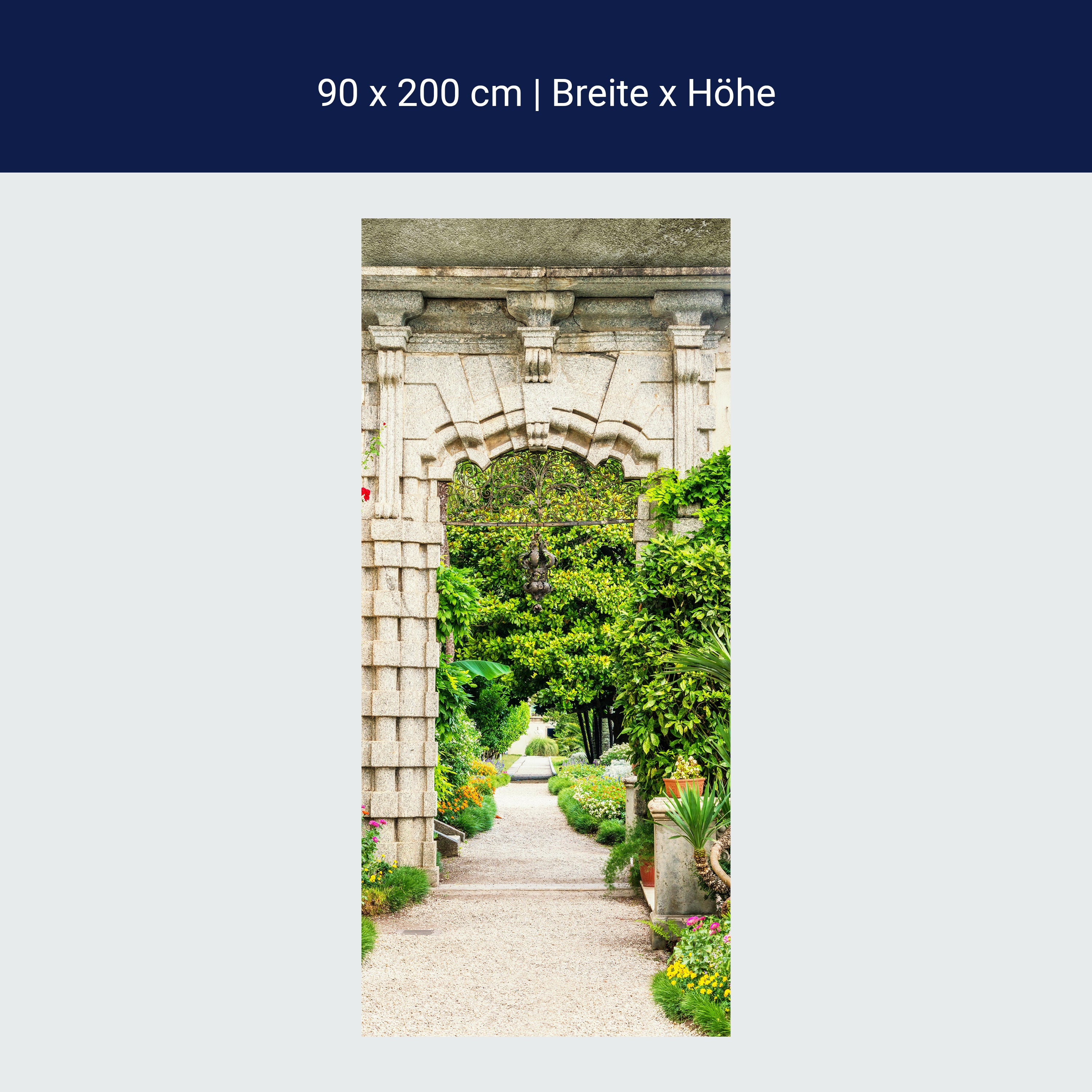Türtapete Steintor im Garten, Pflanzen, Bäume M1396 Türtapete Steintor im Garten, Pflanzen, Bäume M1396