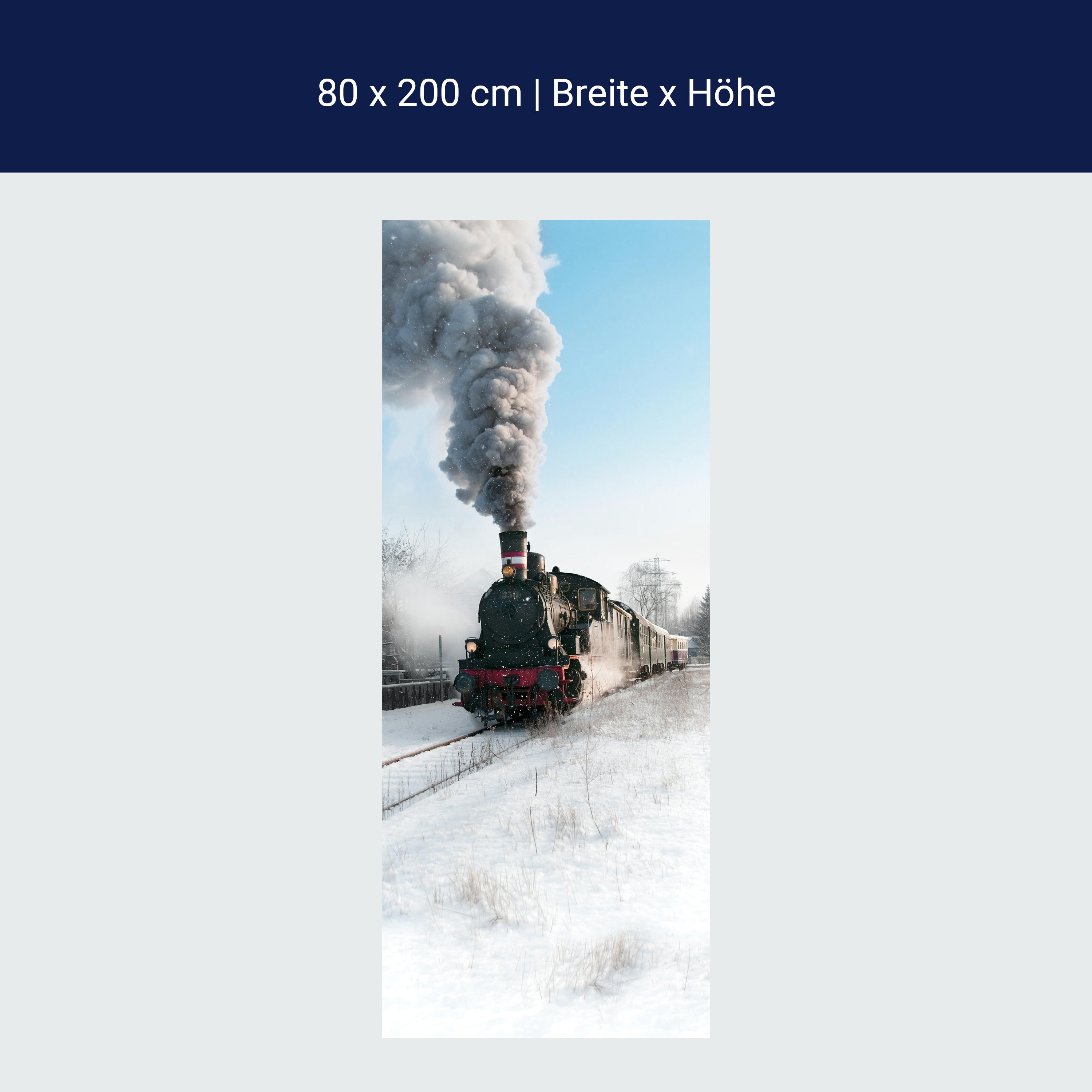 Türtapete Dampflok im Schnee, Eisenbahn, Rauch M1398 Türtapete Dampflok im Schnee, Eisenbahn, Rauch M1398