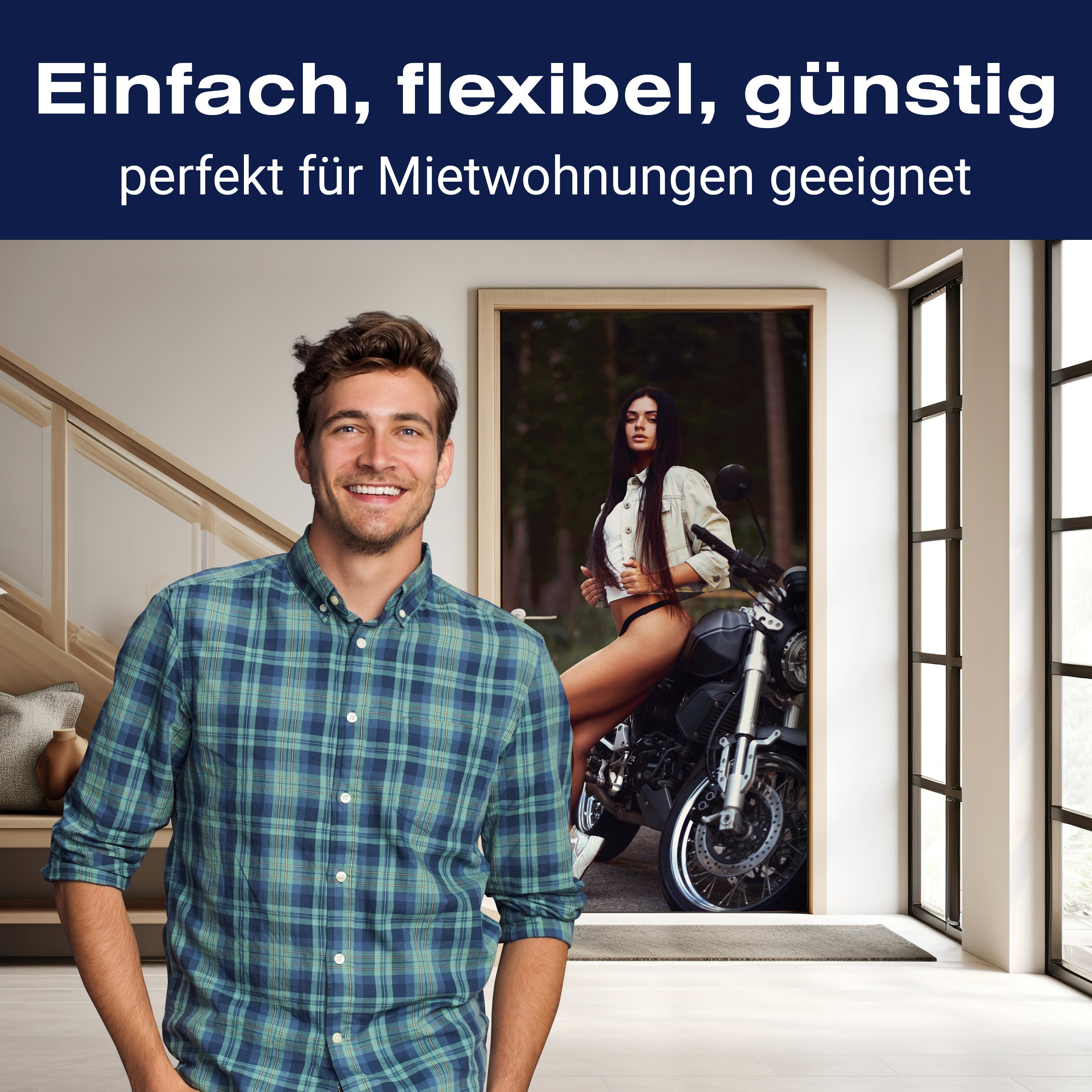 Türtapete Model & Motorrad, Frau, Sexy, Fotografie M1401 - Bild 3 Türtapete Model & Motorrad, Frau, Sexy, Fotografie M1401 - Bild 3