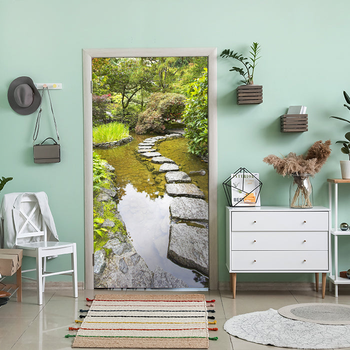 Türtapete Teich japanischer Garten Steine M1404 - Bild 1 Türtapete Teich japanischer Garten Steine M1404 - Bild 1