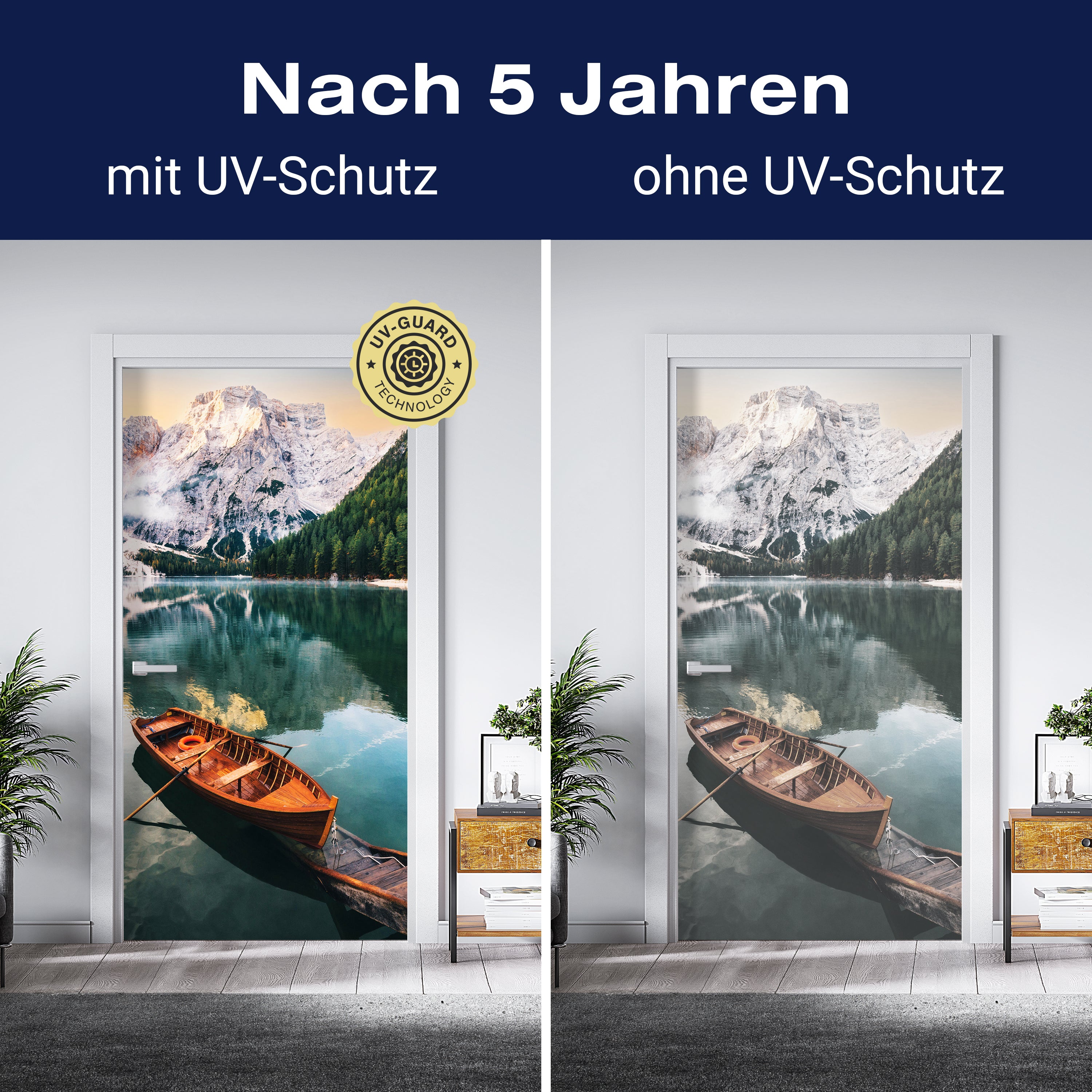 Türtapete Boot See Berge Wald M1407 - Bild 4 Türtapete Boot See Berge Wald M1407 - Bild 4