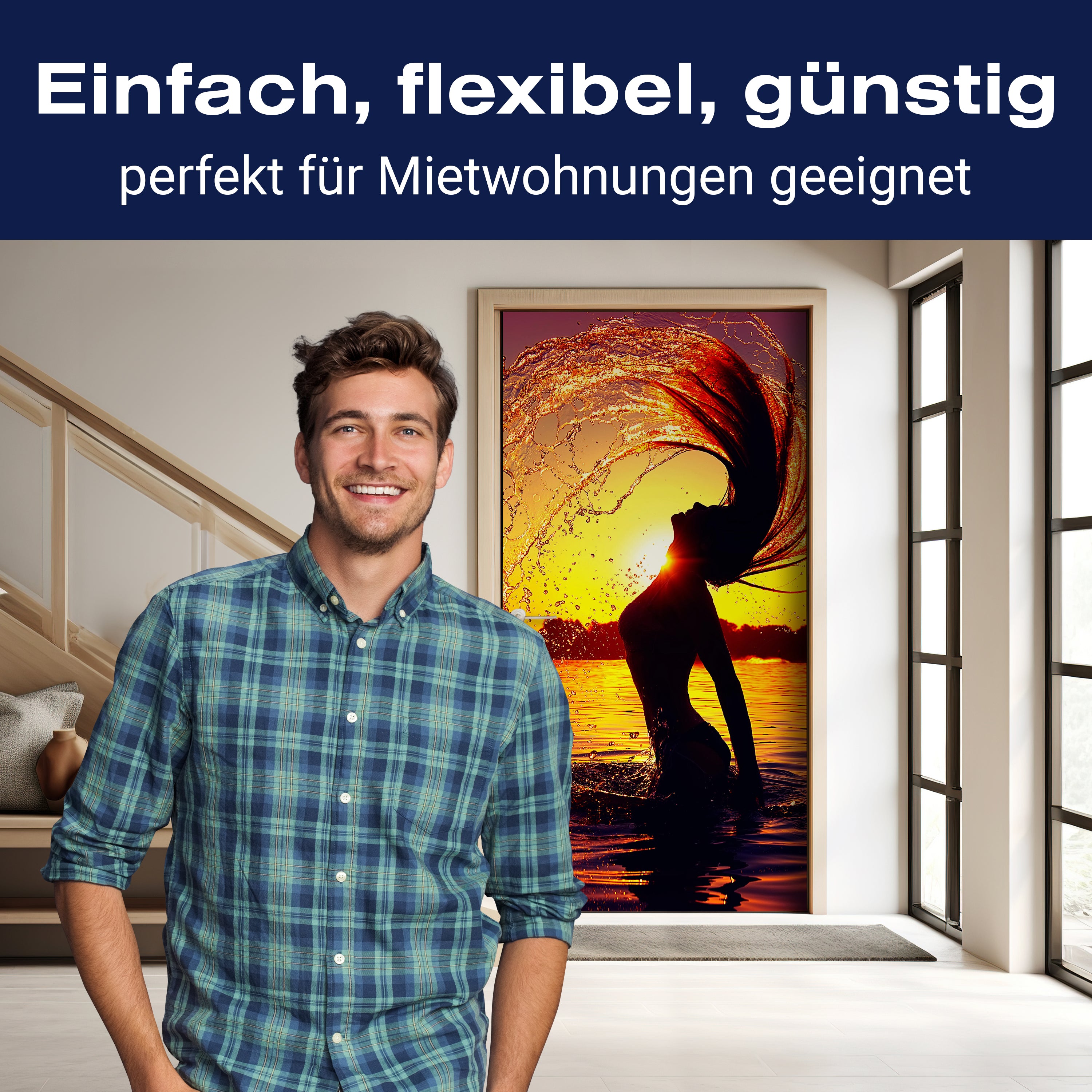 Türtapete Frau Model Sonnenuntergang Meer M1413 - Bild 3 Türtapete Frau Model Sonnenuntergang Meer M1413 - Bild 3