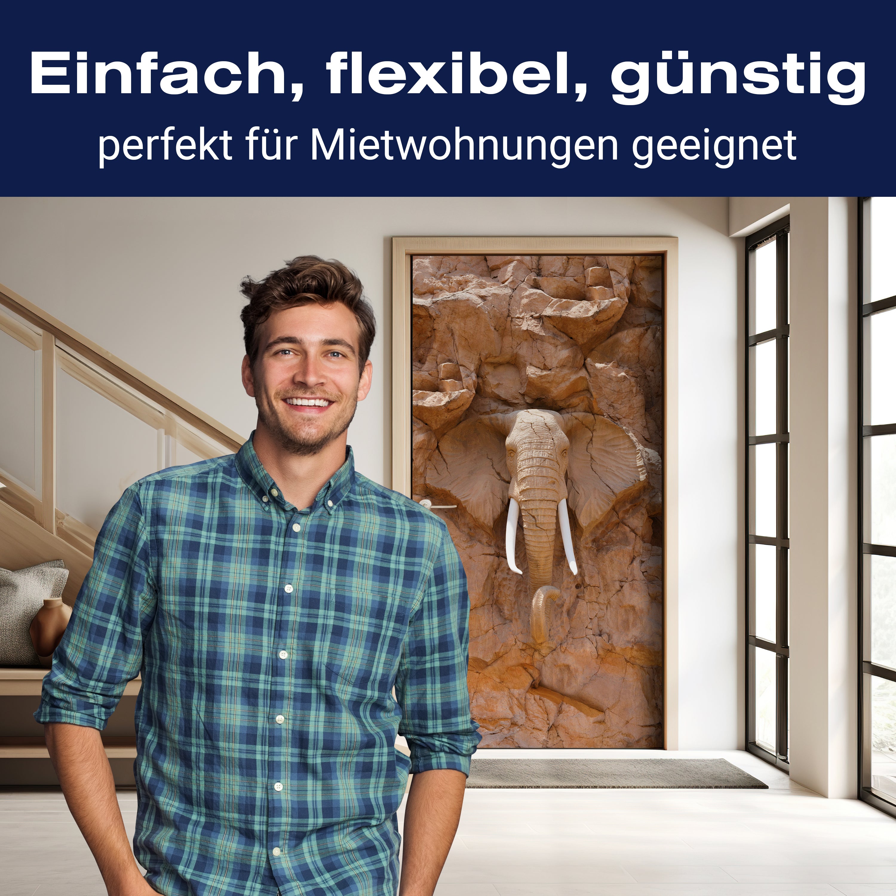 Türtapete Elefant, Stein, Wand M1419 - Bild 3 Türtapete Elefant, Stein, Wand M1419 - Bild 3