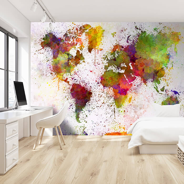 Fototapete Weltkarte Aquarell Grafitti M1423 - Bild 1 Fototapete Weltkarte Aquarell Grafitti M1423 - Bild 1