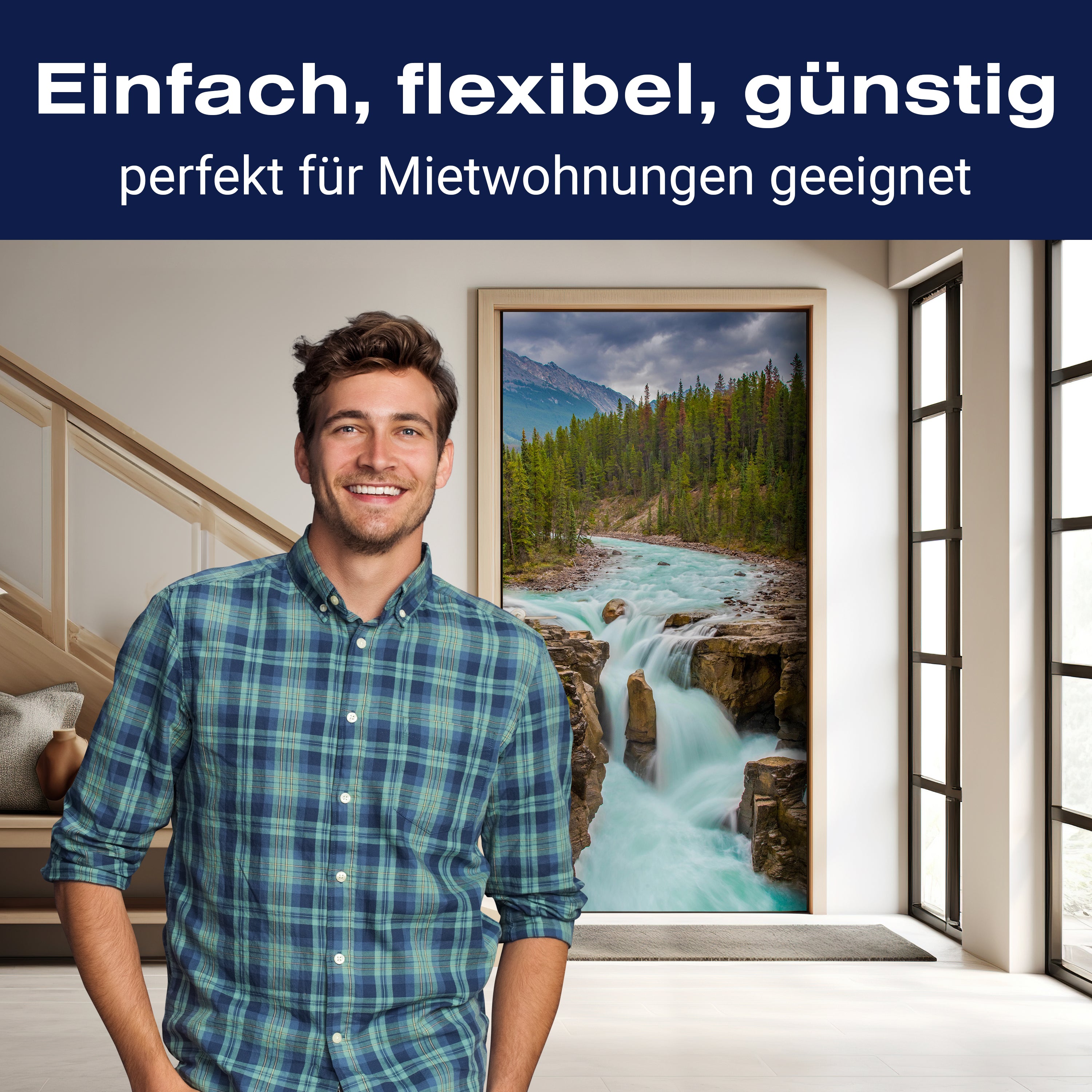 Türtapete Wasserfall, Fluss, Wald, Berge M1427 - Bild 3 Türtapete Wasserfall, Fluss, Wald, Berge M1427 - Bild 3