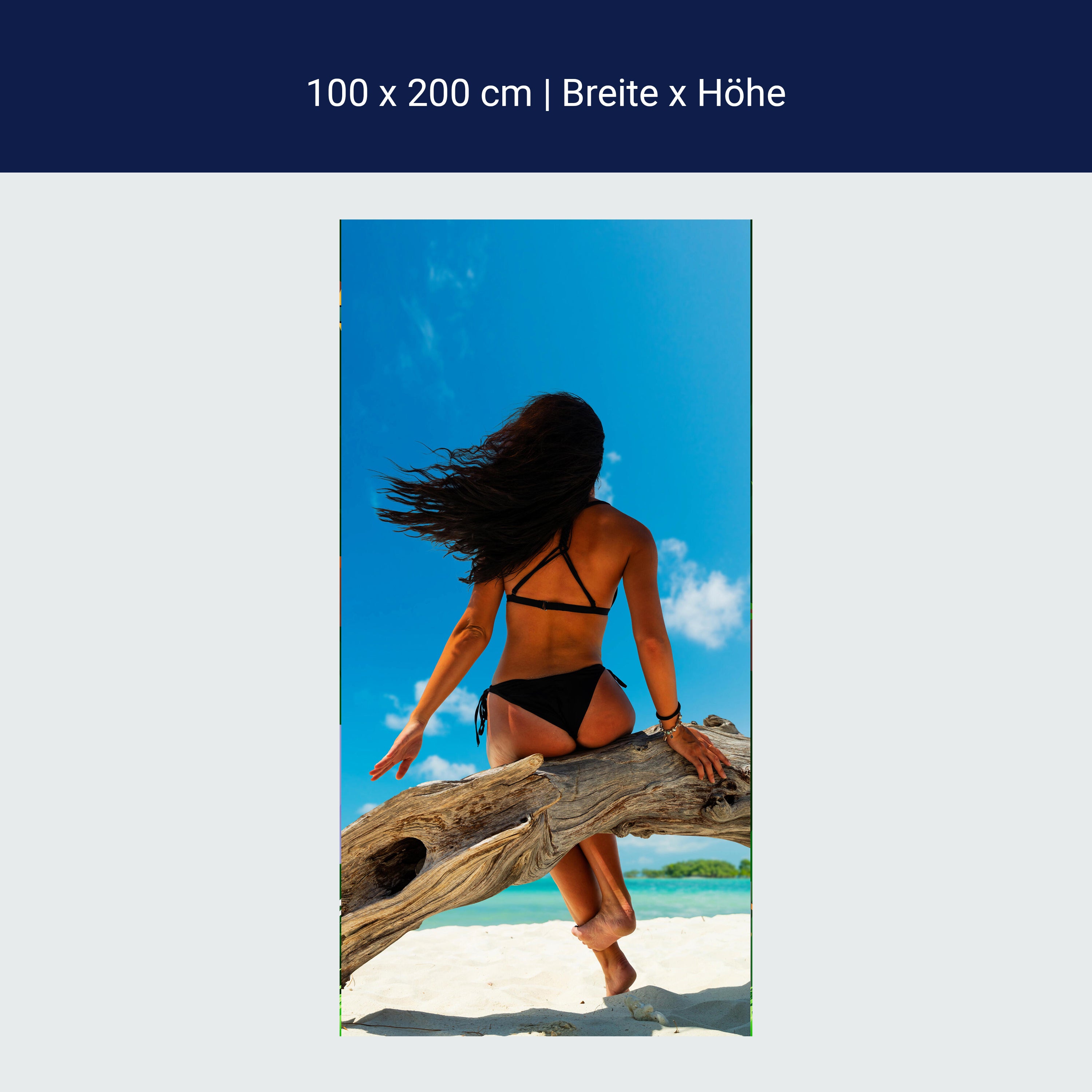 Türtapete Frau, Strand, Meer, Baum M1432 Türtapete Frau, Strand, Meer, Baum M1432