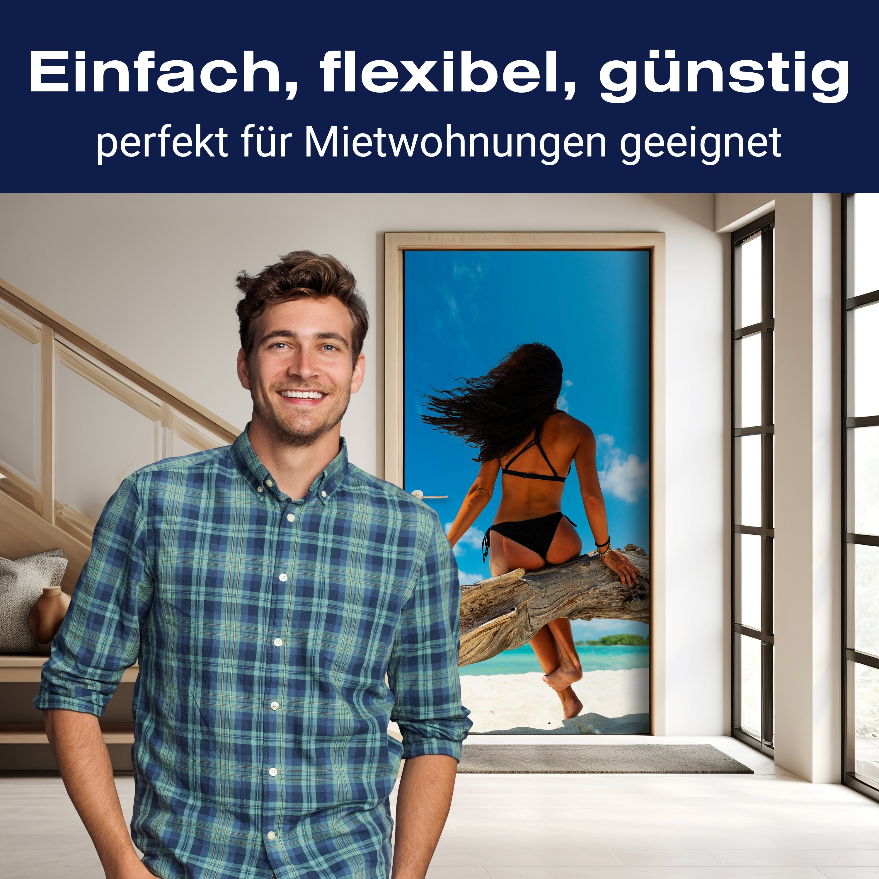 Türtapete Frau, Strand, Meer, Baum M1432 - Bild 3 Türtapete Frau, Strand, Meer, Baum M1432 - Bild 3