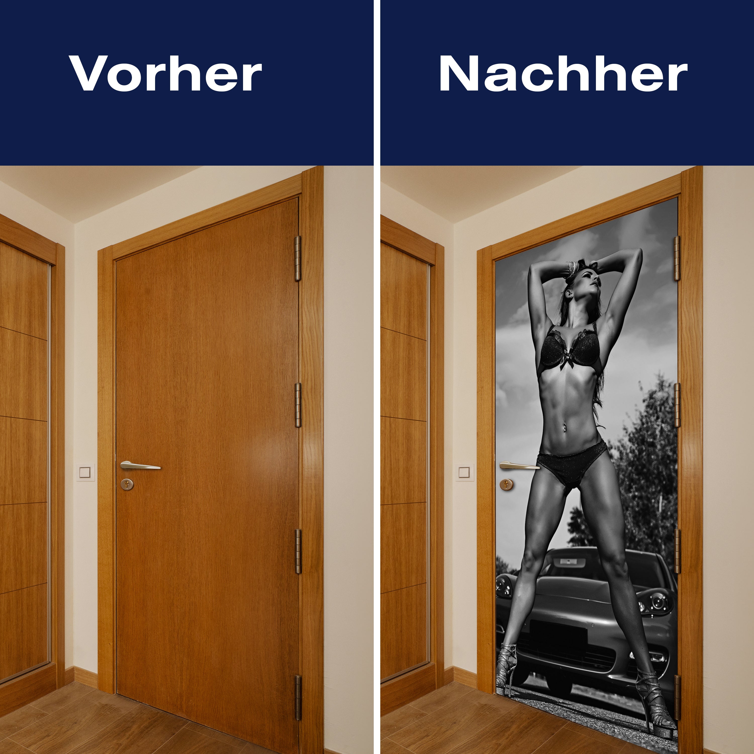 Türtapete Frau, Auto, Sportwagen, schwarz weiß M1435 - Bild 10 Türtapete Frau, Auto, Sportwagen, schwarz weiß M1435 - Bild 10