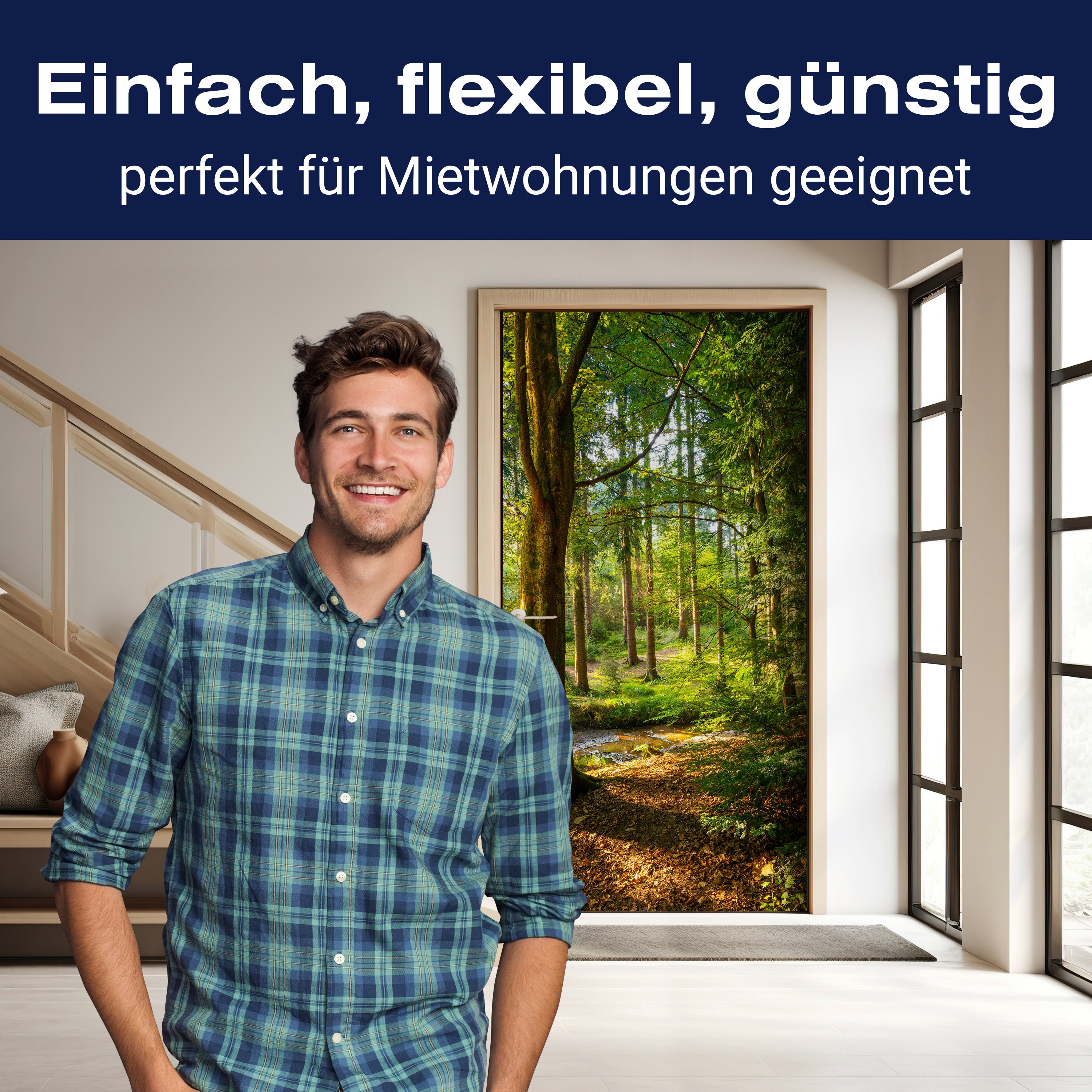 Türtapete Wald, Lichtung, Bäume, Fluss M1436 - Bild 3 Türtapete Wald, Lichtung, Bäume, Fluss M1436 - Bild 3