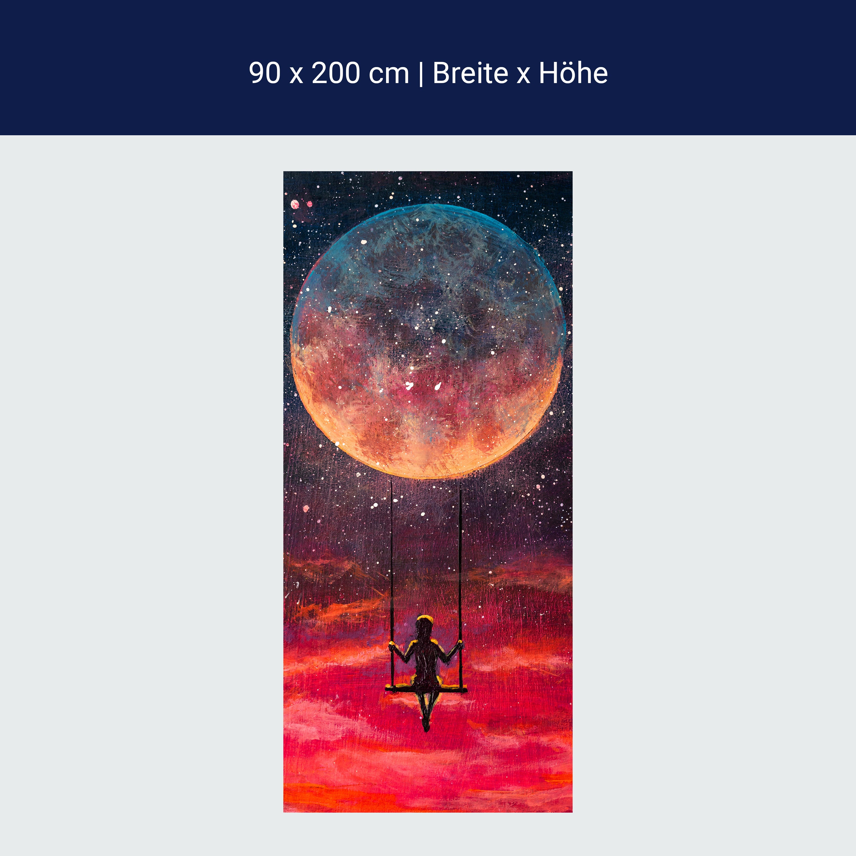 Türtapete Malerei, Mond, Schaukel, Mädchen M1439 Türtapete Malerei, Mond, Schaukel, Mädchen M1439