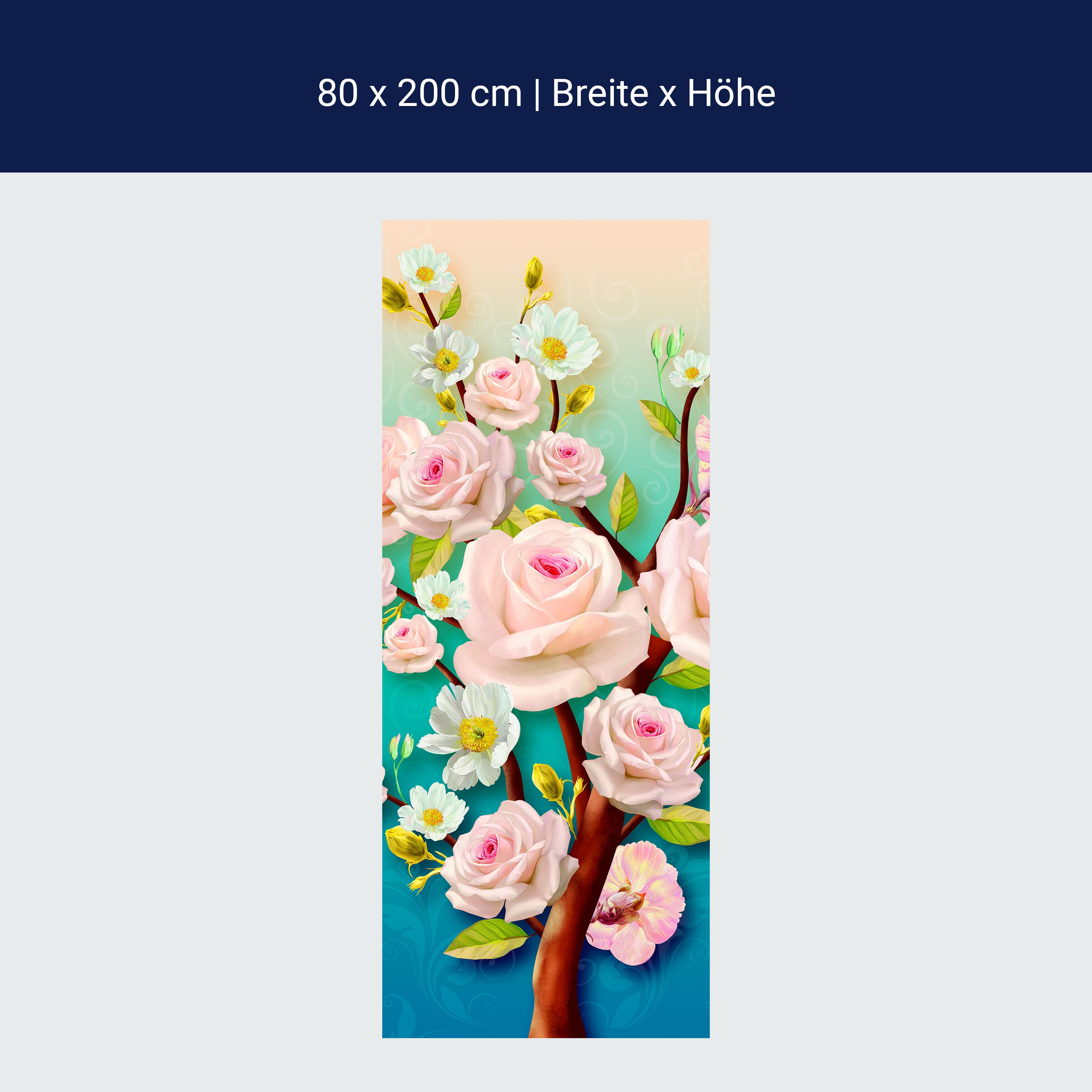 Türtapete Rosen, Baum, Blüten M1441 Türtapete Rosen, Baum, Blüten M1441