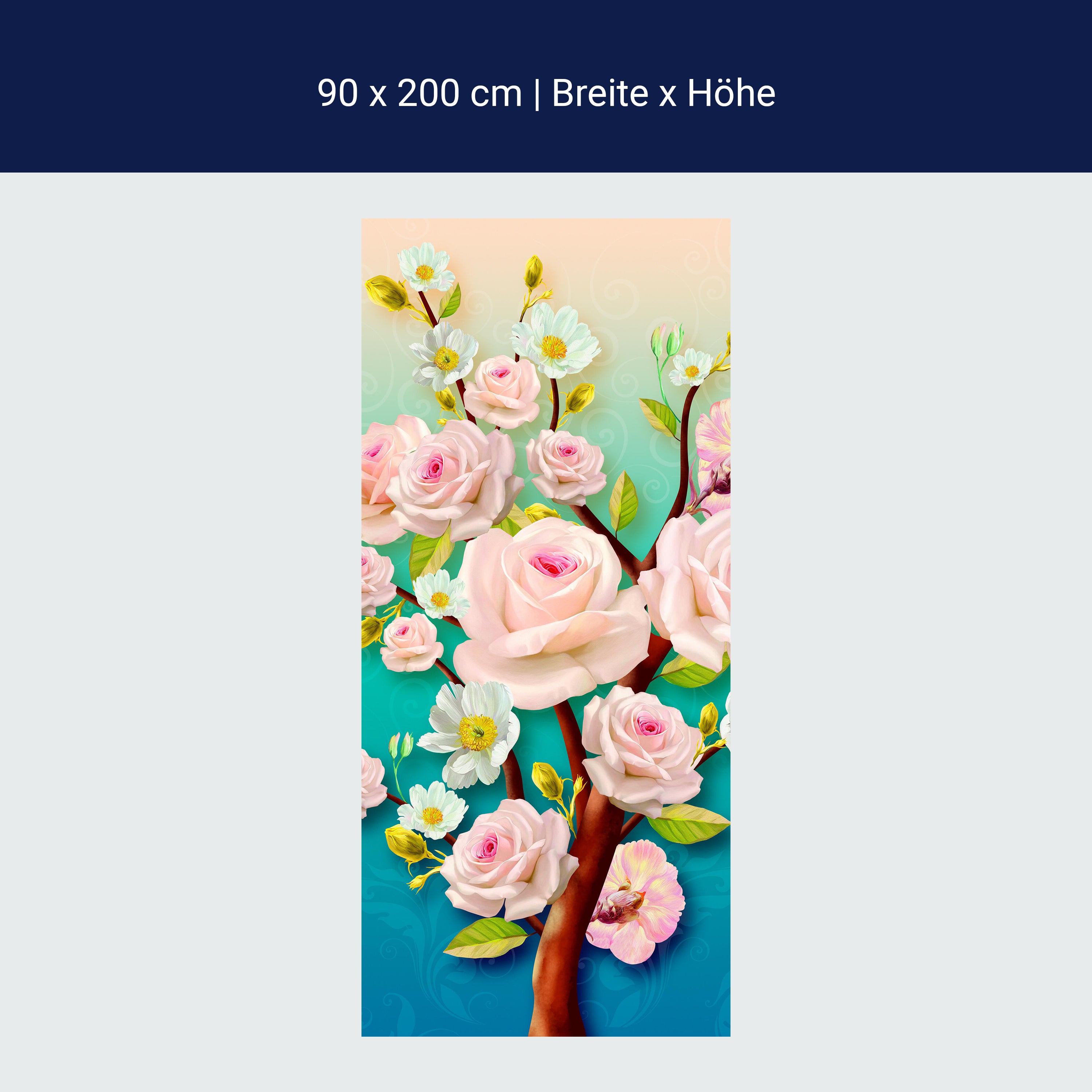 Türtapete Rosen, Baum, Blüten M1441 Türtapete Rosen, Baum, Blüten M1441