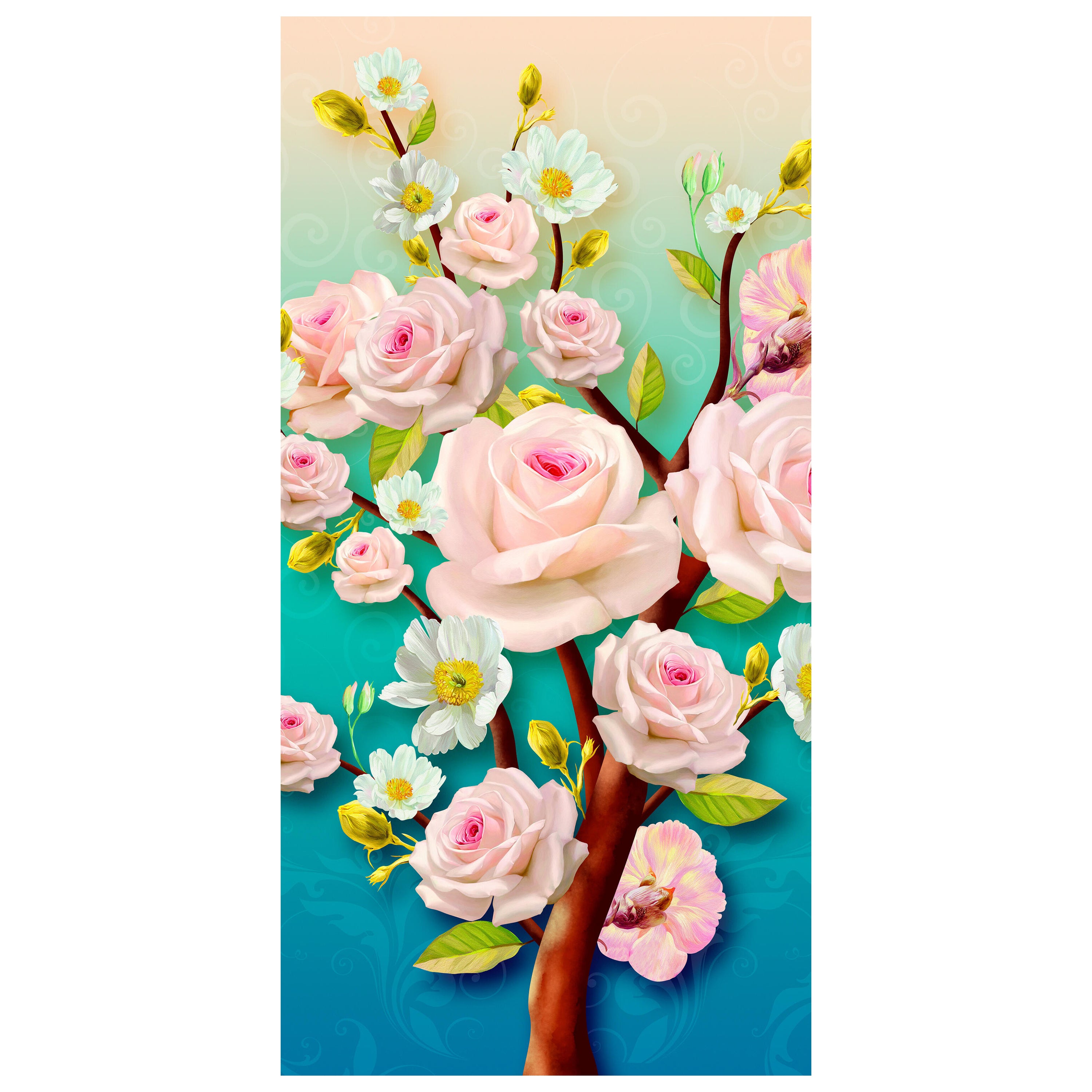 Türtapete Rosen, Baum, Blüten M1441 - Bild 2 Türtapete Rosen, Baum, Blüten M1441 - Bild 2