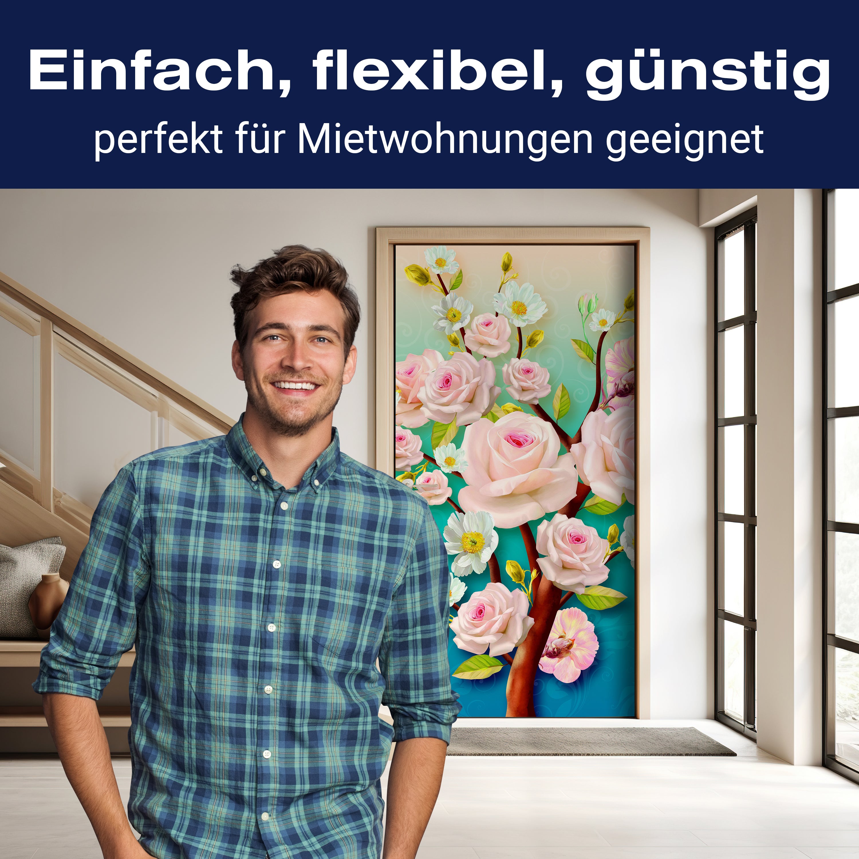 Türtapete Rosen, Baum, Blüten M1441 - Bild 3 Türtapete Rosen, Baum, Blüten M1441 - Bild 3