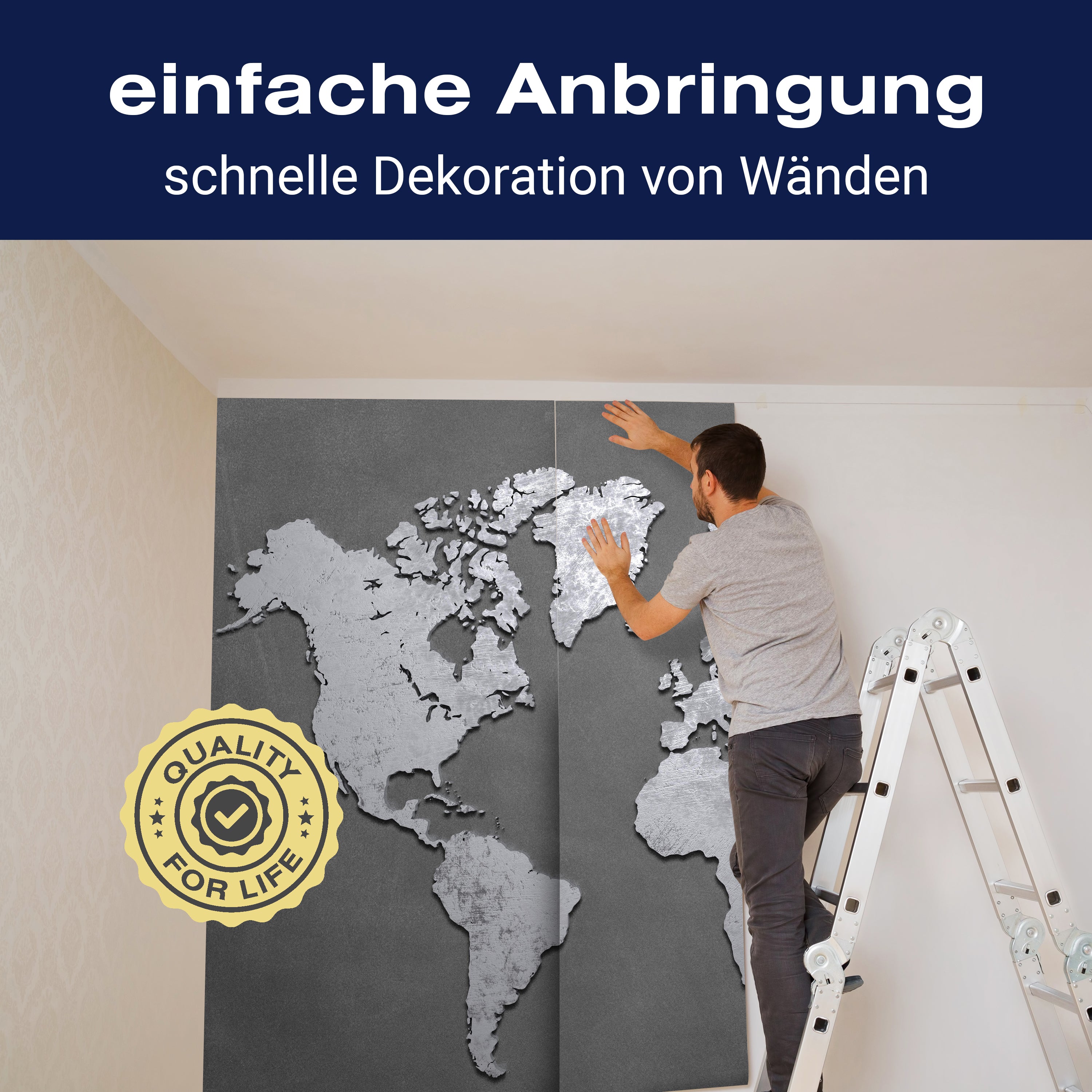 Fototapete Welt-karte metallisch M1442 - Bild 3 Fototapete Welt-karte metallisch M1442 - Bild 3