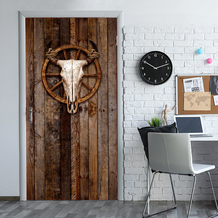Türtapete Kuh, Totenkopf, Holz, Schädel, Western M1443 - Bild 1 Türtapete Kuh, Totenkopf, Holz, Schädel, Western M1443 - Bild 1
