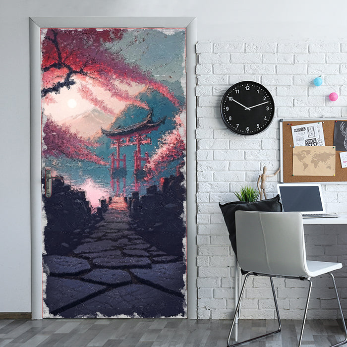 Türtapete Japan, Steg, Kirschbaum, Sakura M1447 - Bild 1 Türtapete Japan, Steg, Kirschbaum, Sakura M1447 - Bild 1